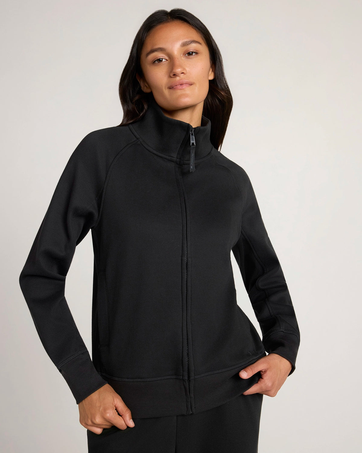 For general description, go to 'Main Product Description' region - The Soft Luxe Bonded Fleece Full Zip Jacket - Black