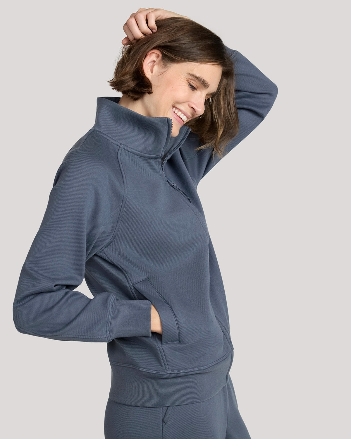 The Soft Luxe Bonded Fleece Full Zip Jacket - Blue