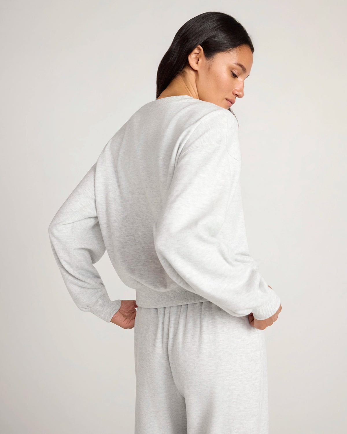 The Soft Luxe Melange Fleece Sweatshirt - Grey Melange