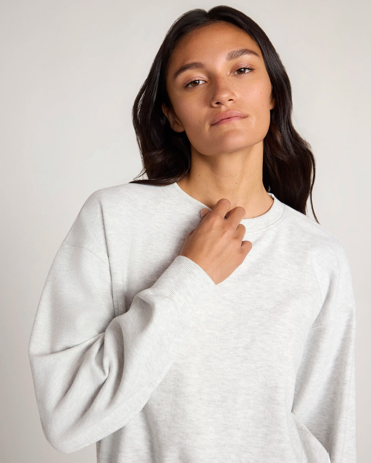 The Soft Luxe Melange Fleece Sweatshirt - Grey Melange