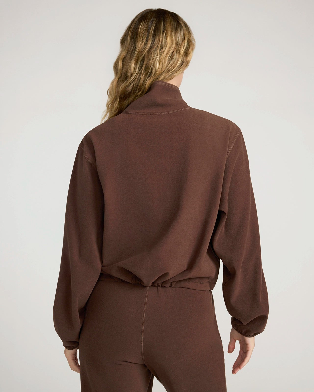 The Soft Luxe Velour Fleece Half-Zip Pullover - Shaved Chocolate