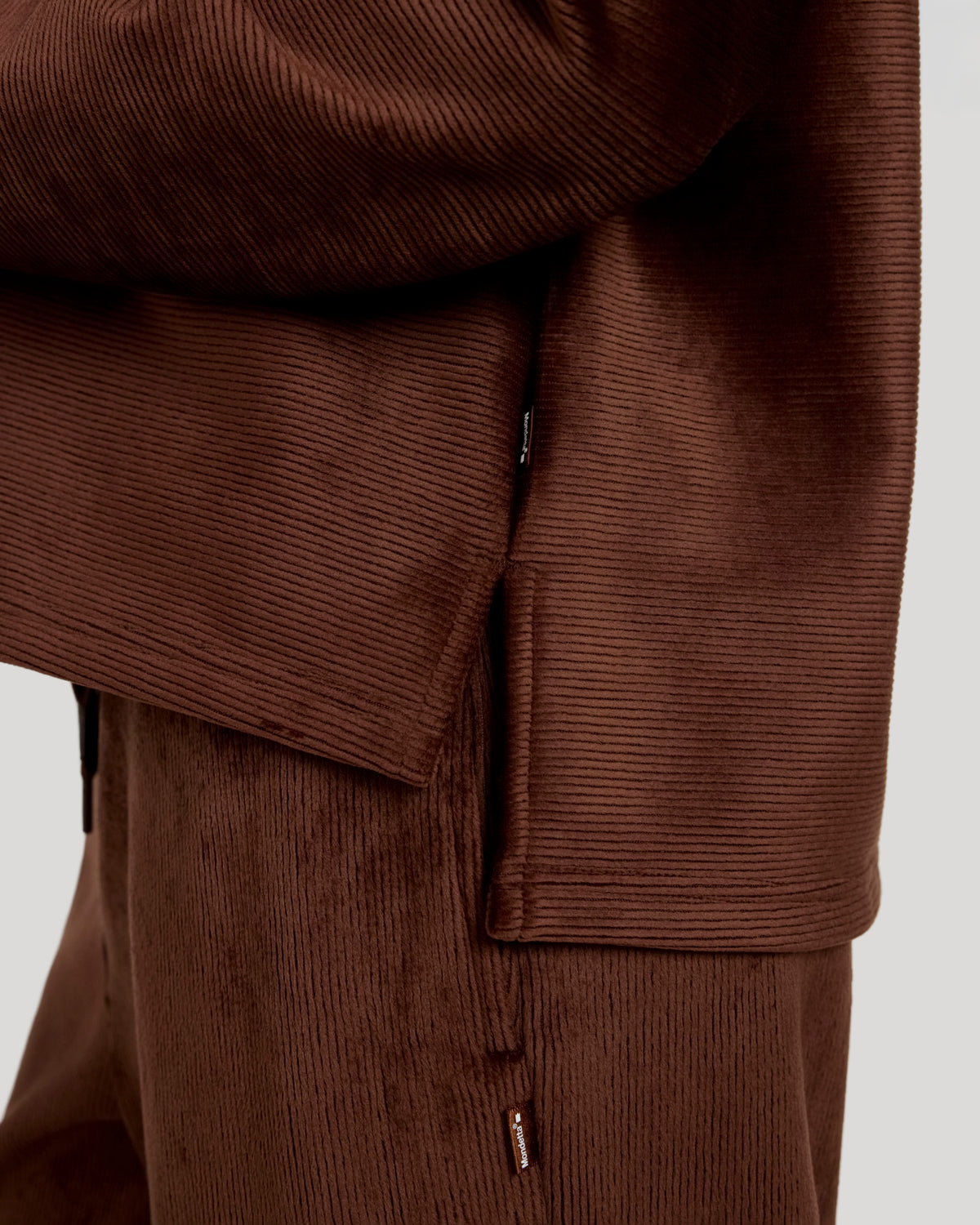 The Soft Luxe Velour Rib Mock Neck Top - Chicory Coffee