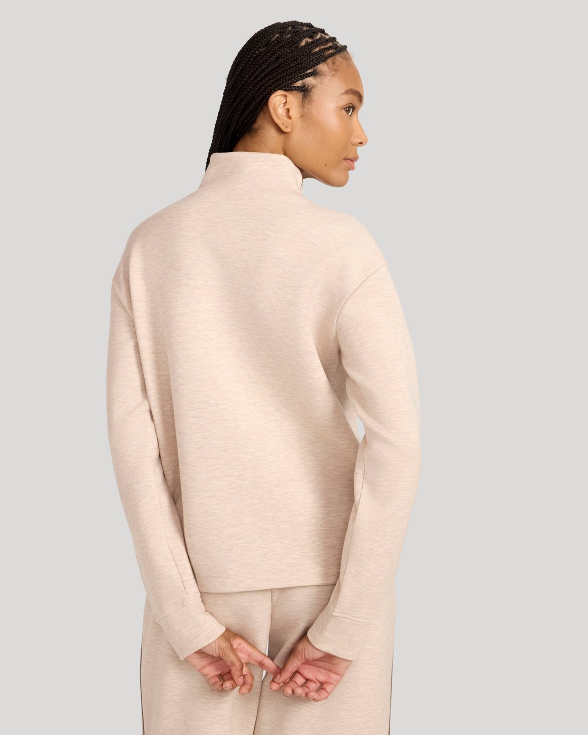 The Soft Luxe Mock Neck Tunic - Taupe Marl