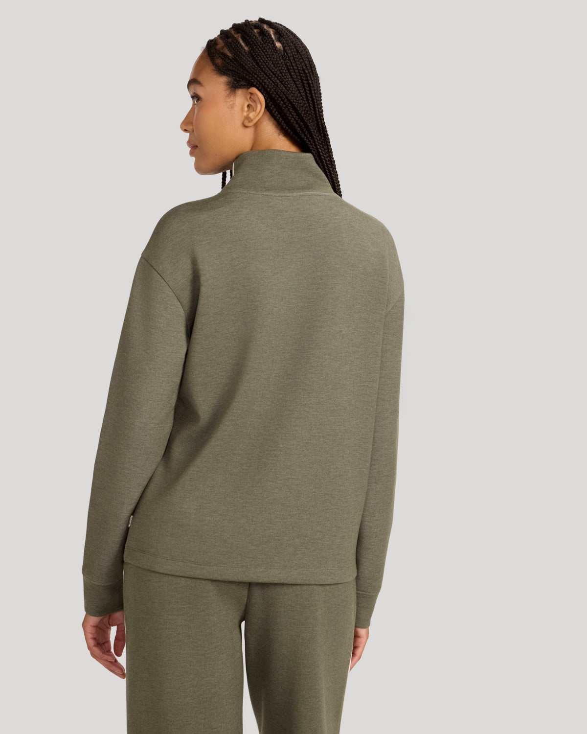 The Soft Luxe Mock Neck Tunic - Olive Marl