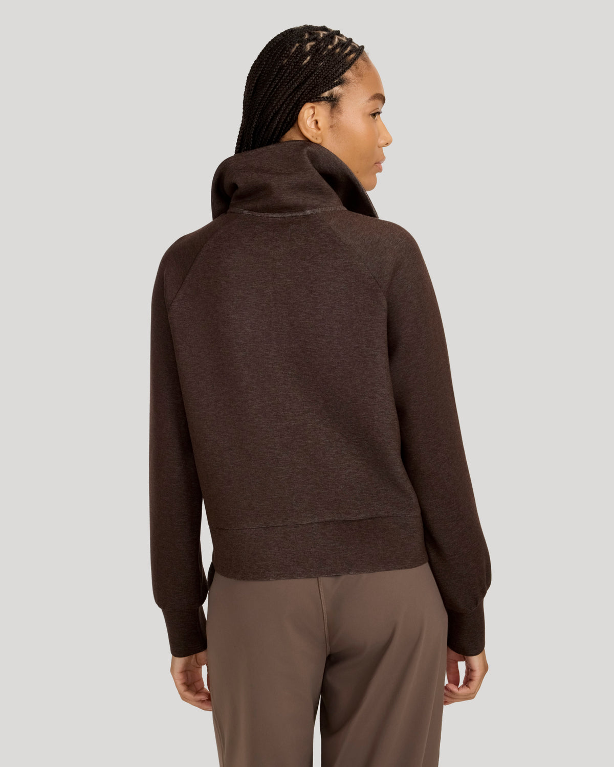 The Soft Luxe Brushed Double Knit Half-Zip - Coffee Bean Marl