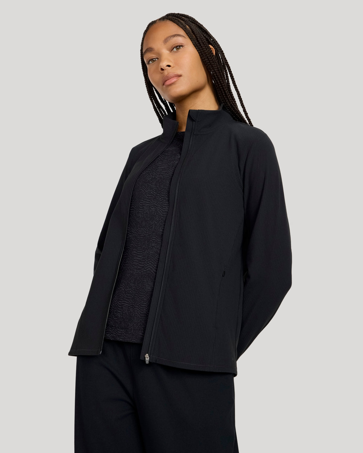 The Active Ribbed Yoga Jacket - Black