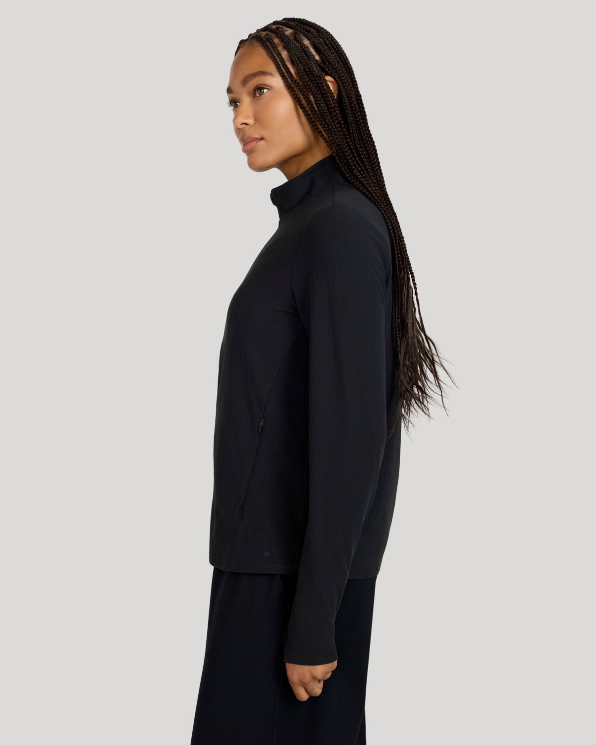 The Active Ribbed Yoga Jacket - Black
