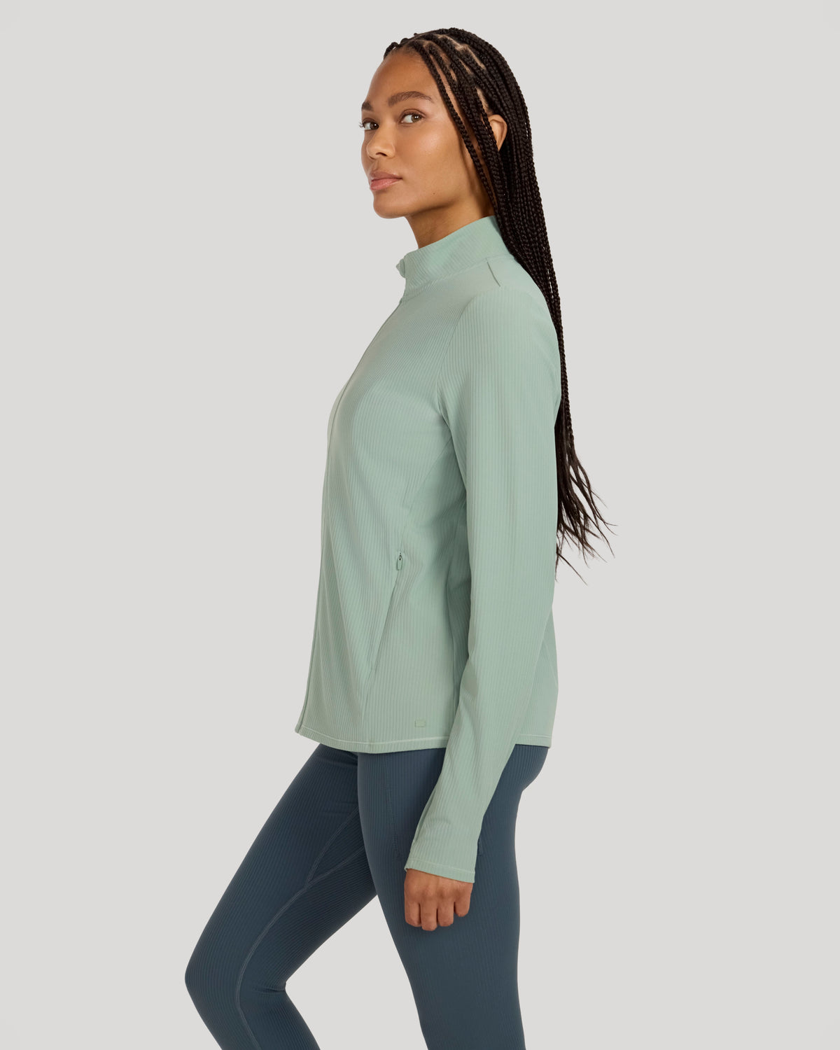 The Active Ribbed Yoga Jacket - Muted Green