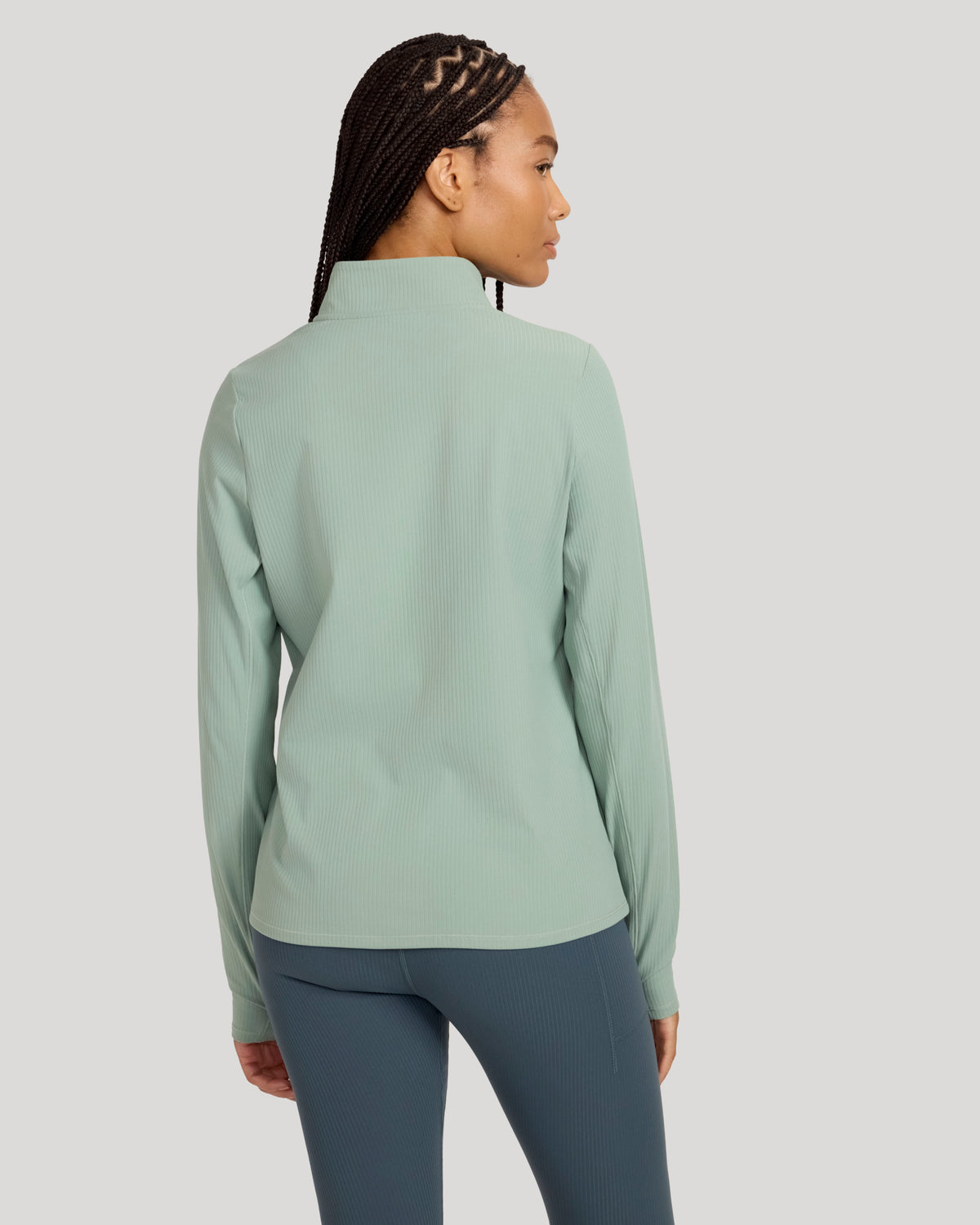 The Active Ribbed Yoga Jacket - Muted Green