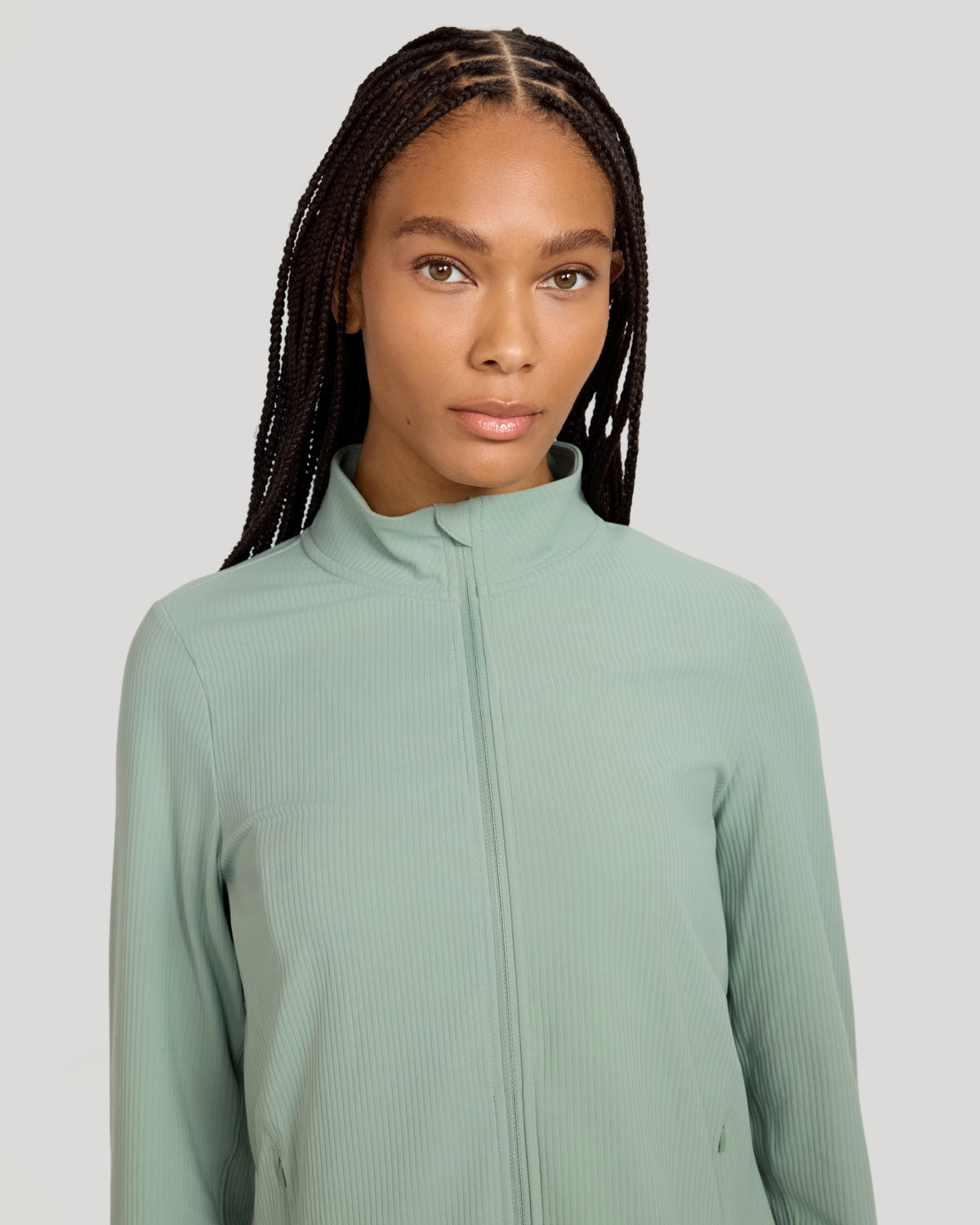 The Active Ribbed Yoga Jacket - Muted Green