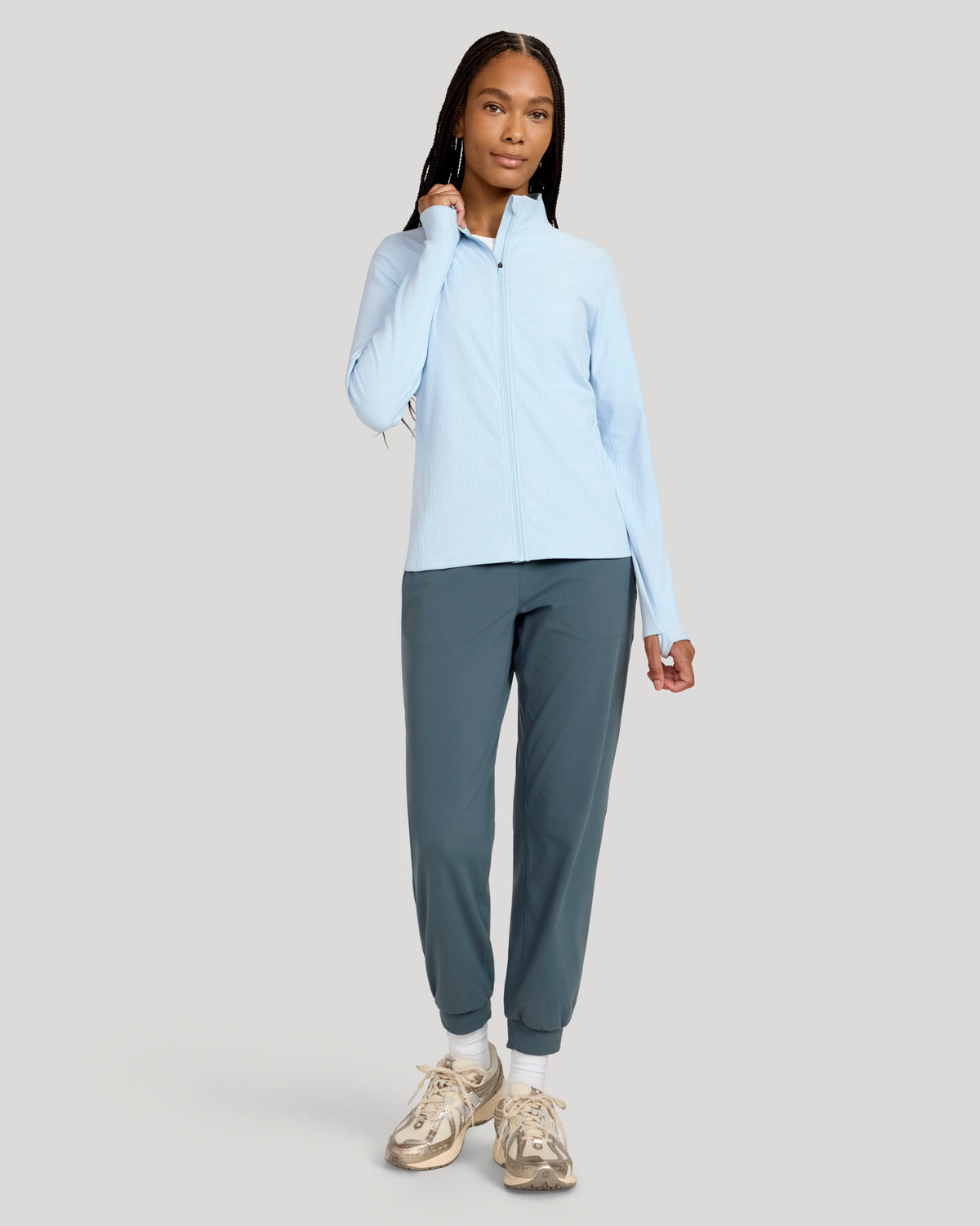 The Active Ribbed Yoga Jacket - Light Blue