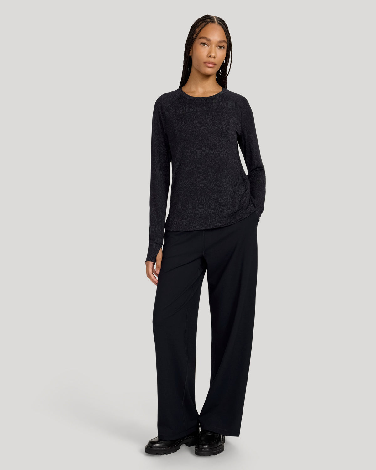 The Active Printed Long Sleeve Tee - Black