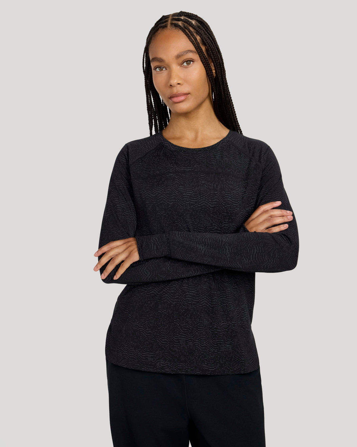 The Active Printed Long Sleeve Tee - Black