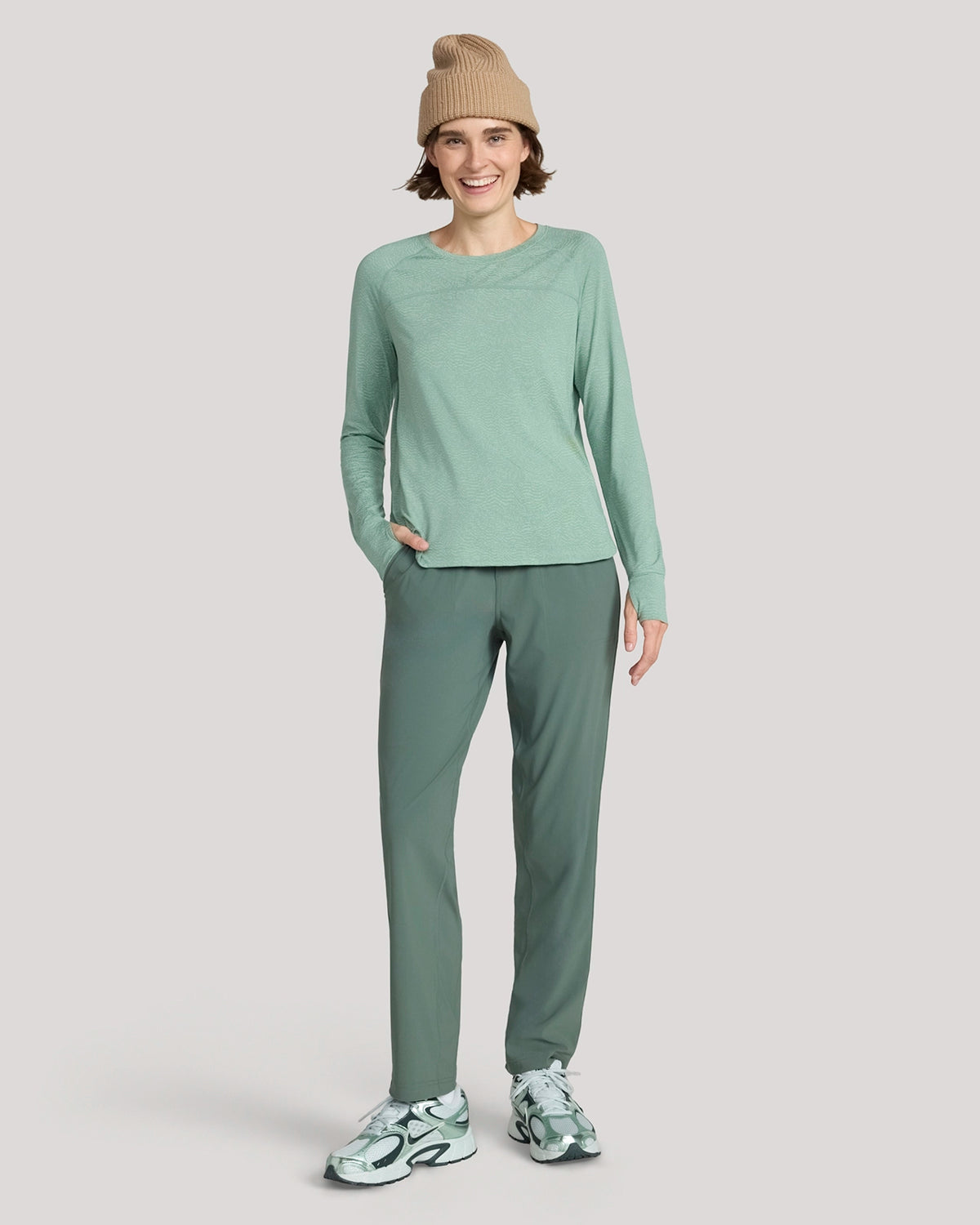 The Active Printed Long Sleeve Tee - Sage Green