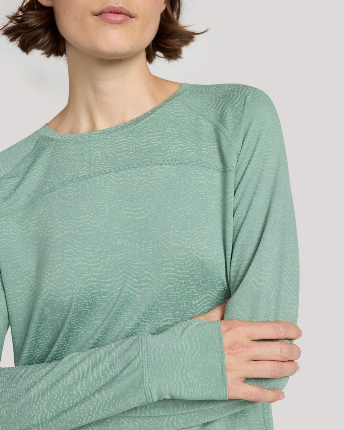 The Active Printed Long Sleeve Tee - Sage Green