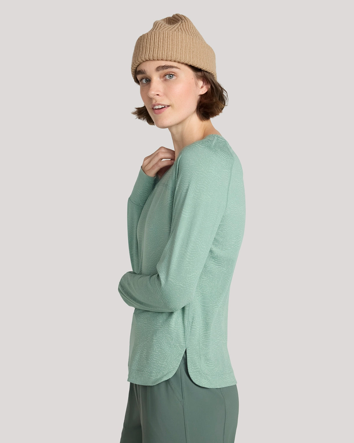 The Active Printed Long Sleeve Tee - Sage Green
