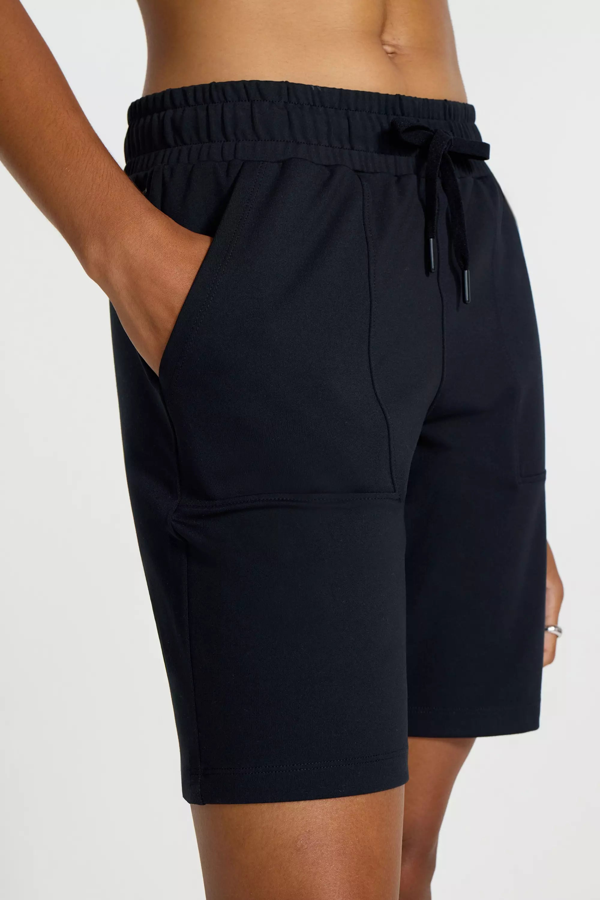 The Soft Stretch GRS Certified Recycled Poly Bermuda Short - Black