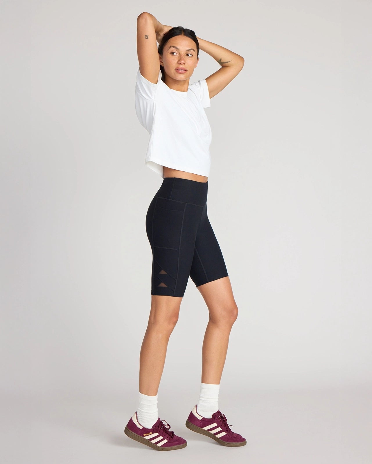 The Active GRS Certified Recycled Poly Triangle Mesh Insert Biker Short - Black