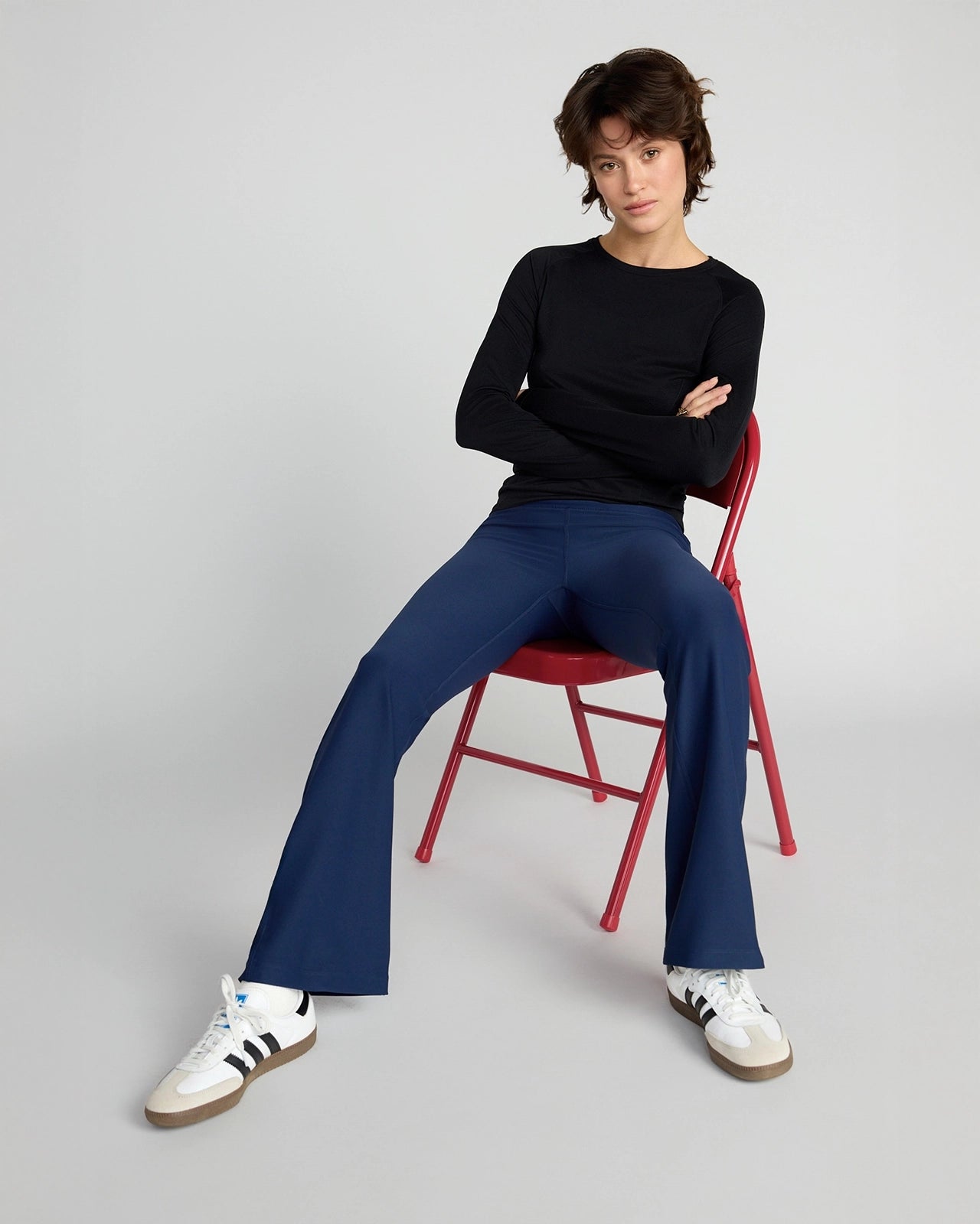 The Active GRS Certified Recycled Poly Wide Leg Yoga Pant - Navy