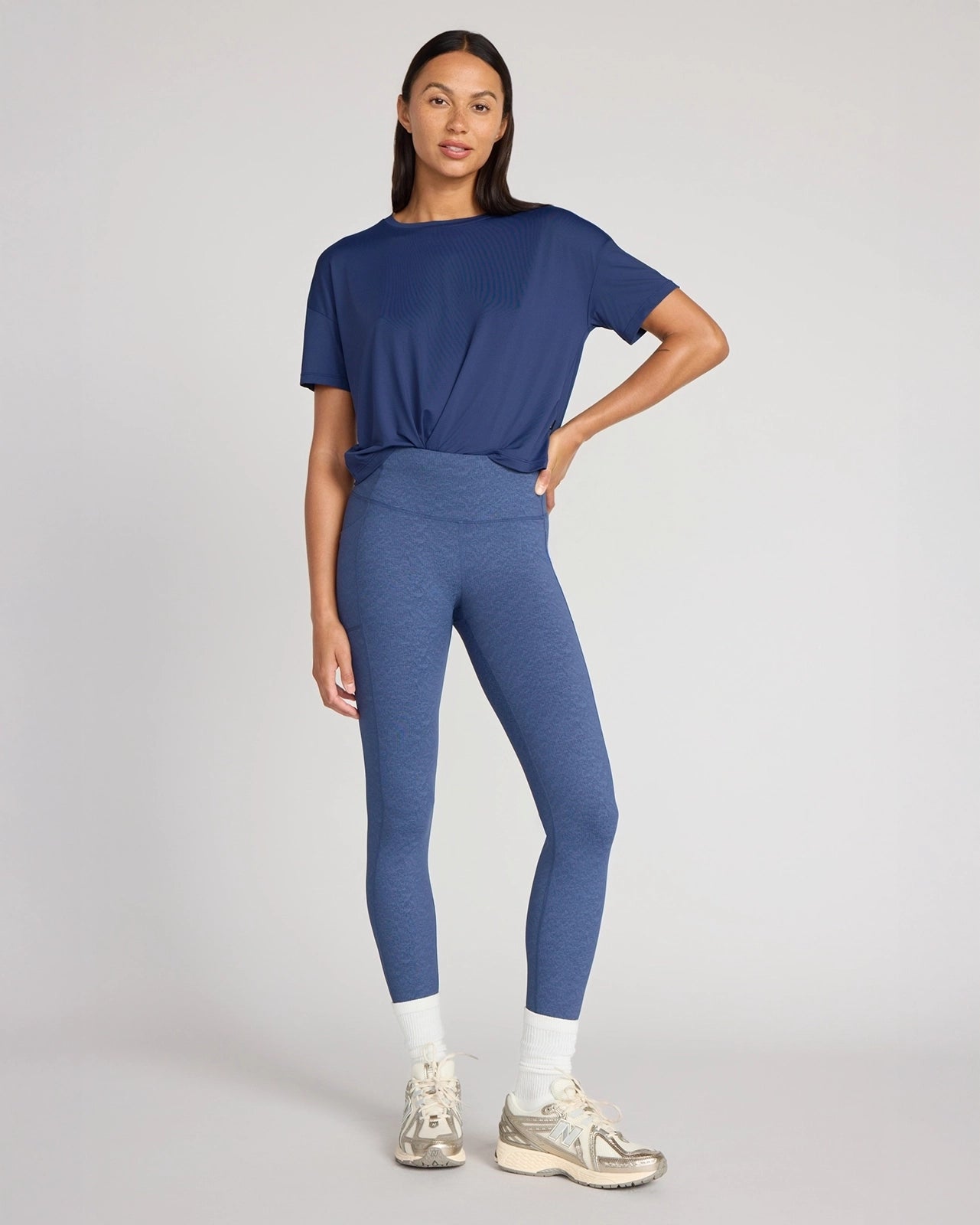 The Active GRS Certified Recycled Nylon Denim-Feel Legging - Sargasso Sea Combo