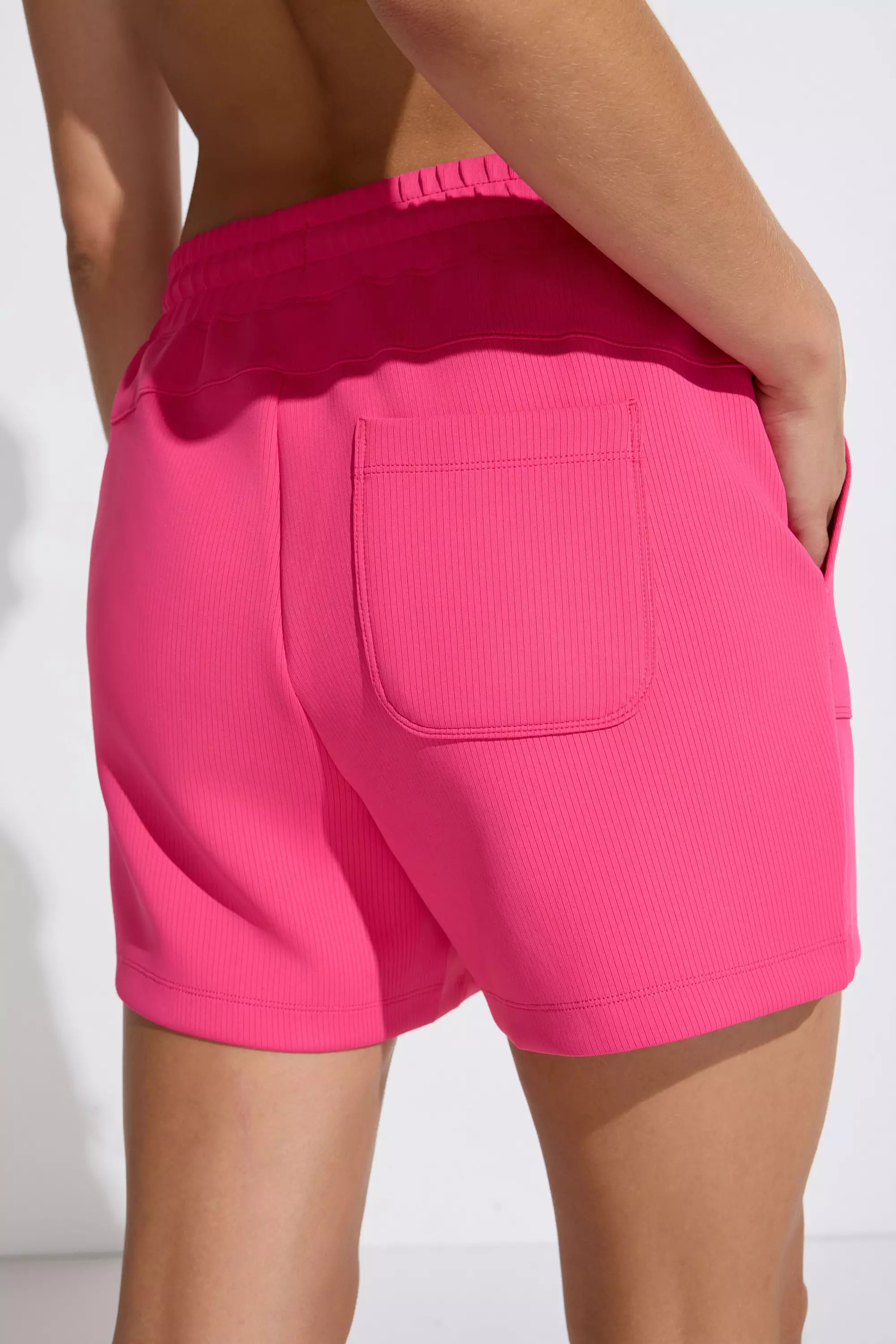 The Soft Stretch Ribbed GRS Certified Recycled Poly 5" Short - Raspberry Sorbet