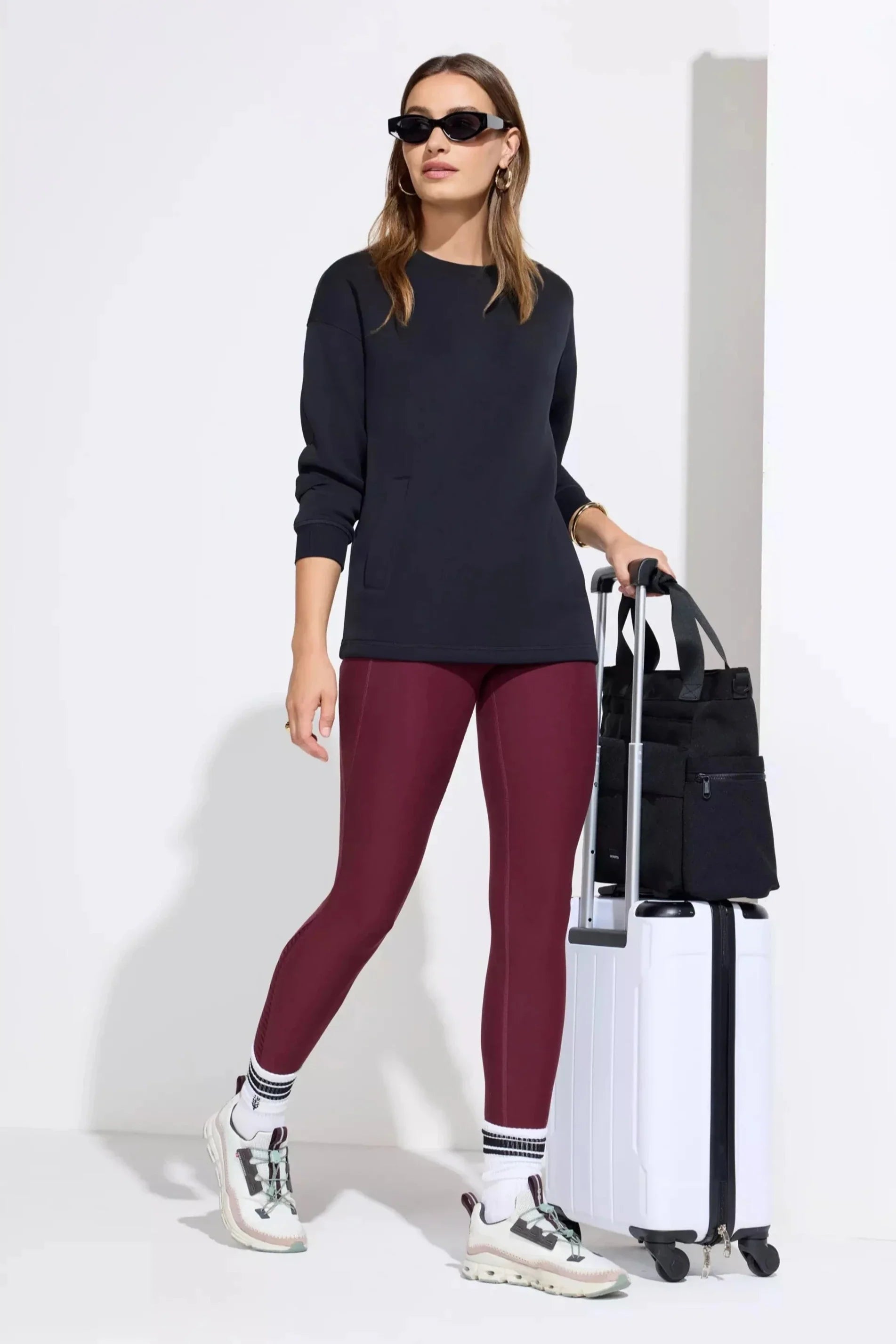 The Active Stretch GRS Certified Recycled Poly Basket Weave Legging - Red