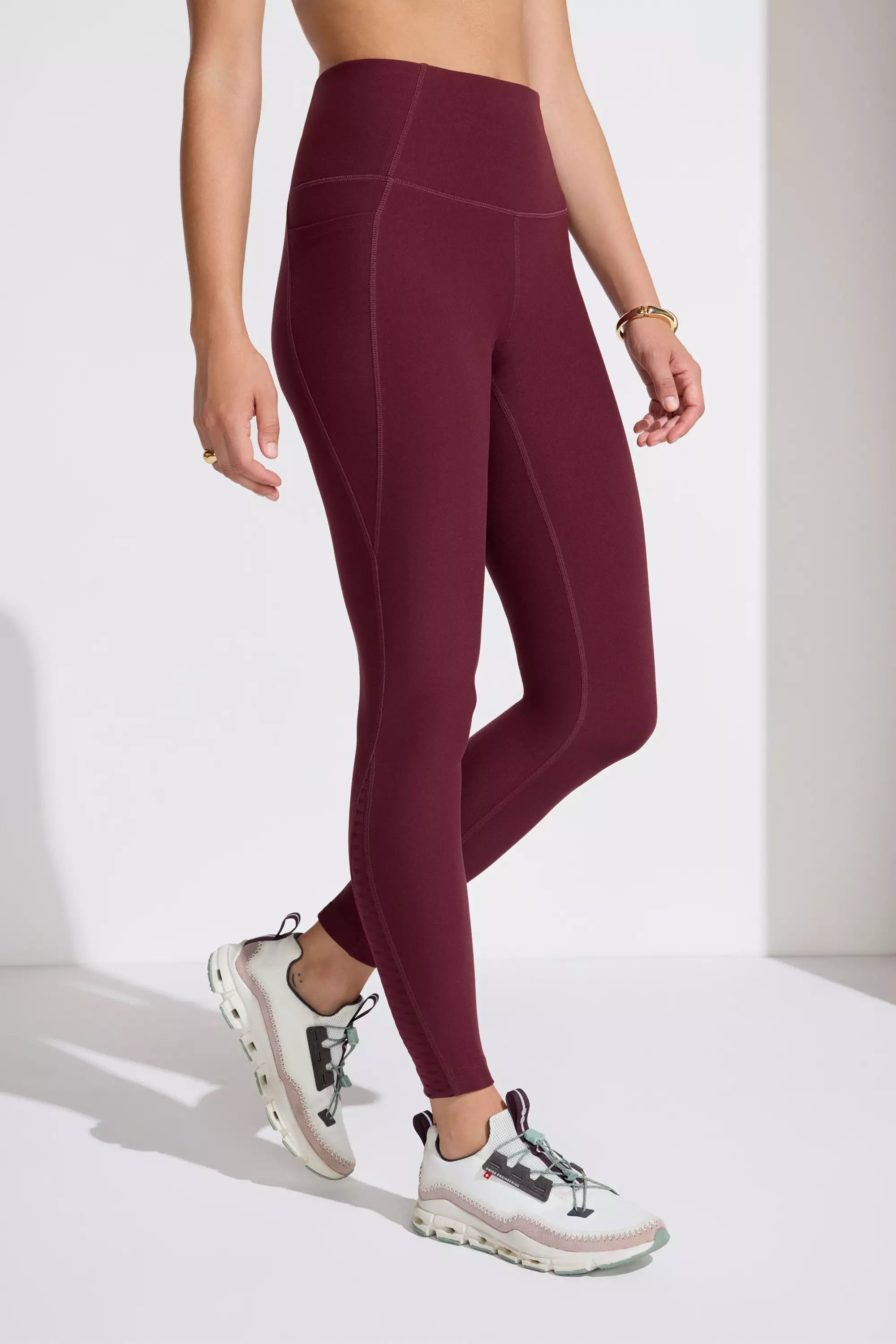 The Active Stretch GRS Certified Recycled Poly Basket Weave Legging - Red
