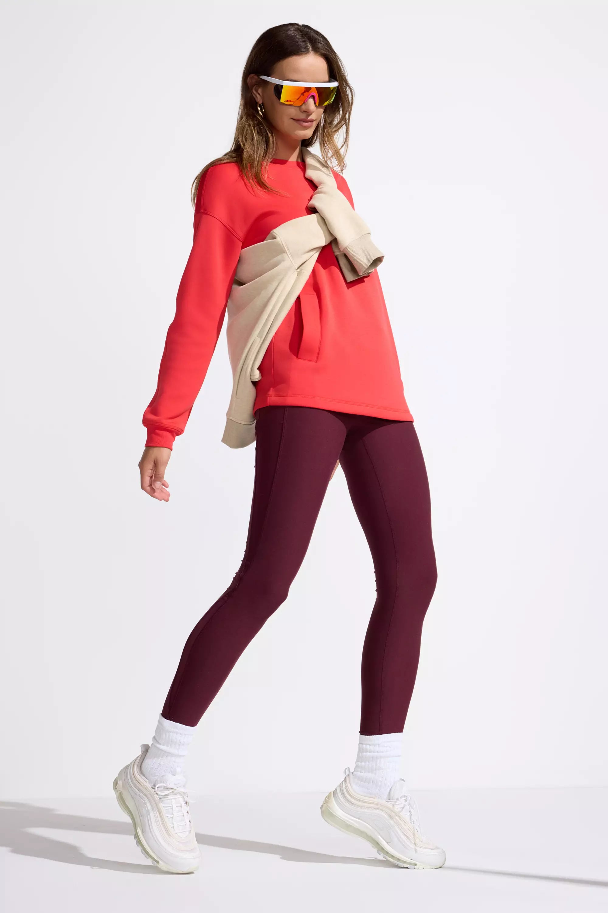 The Active Half-Moon Power Mesh GRS Certified Recycled Poly Legging - Deep Wine Red