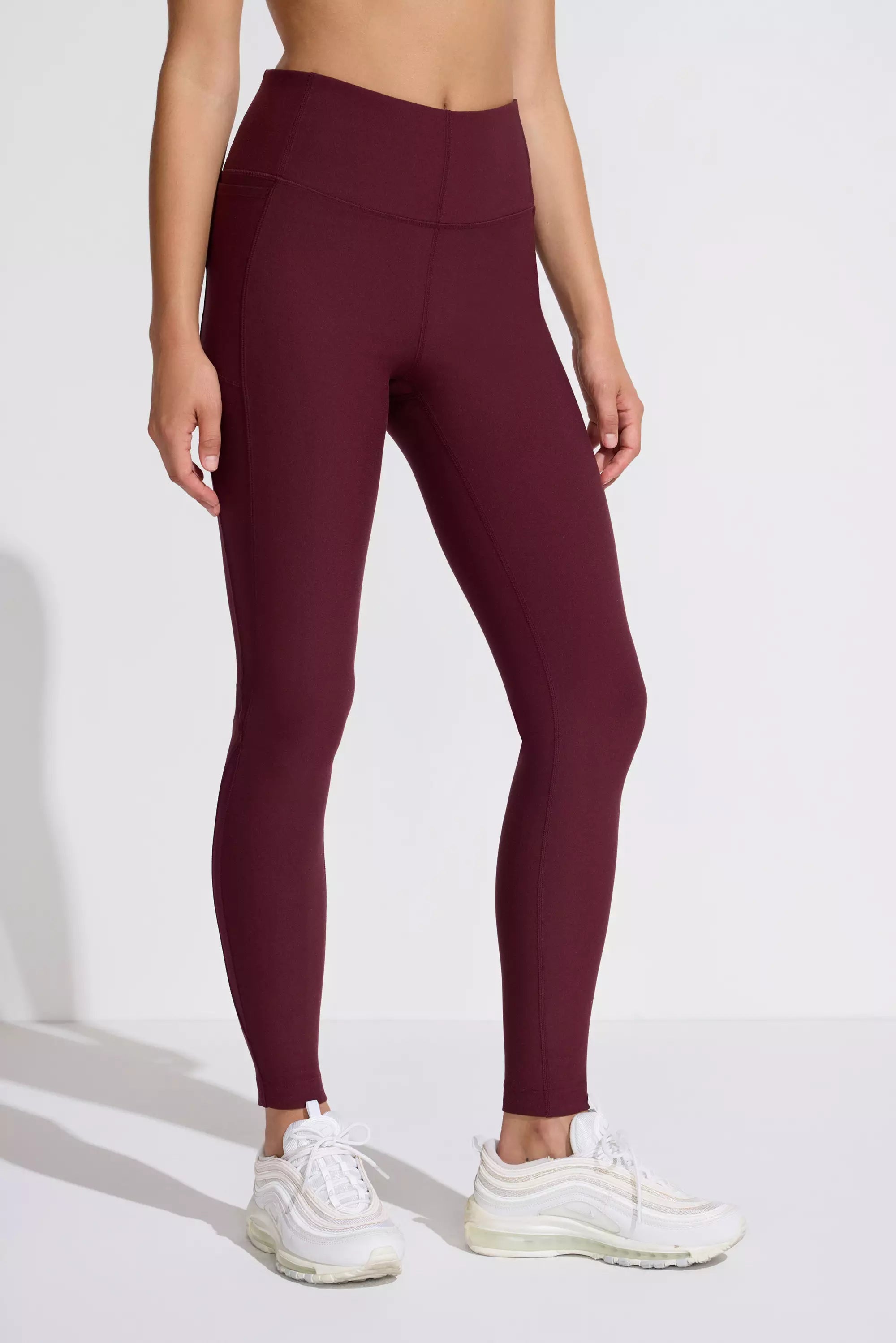 The Active Half-Moon Power Mesh GRS Certified Recycled Poly Legging - Deep Wine Red