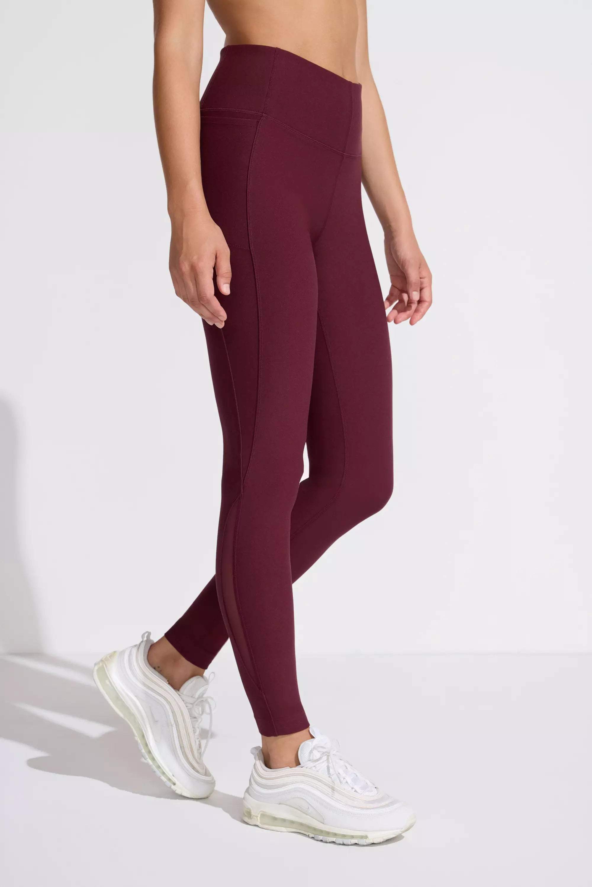 The Active Half-Moon Power Mesh GRS Certified Recycled Poly Legging - Deep Wine Red