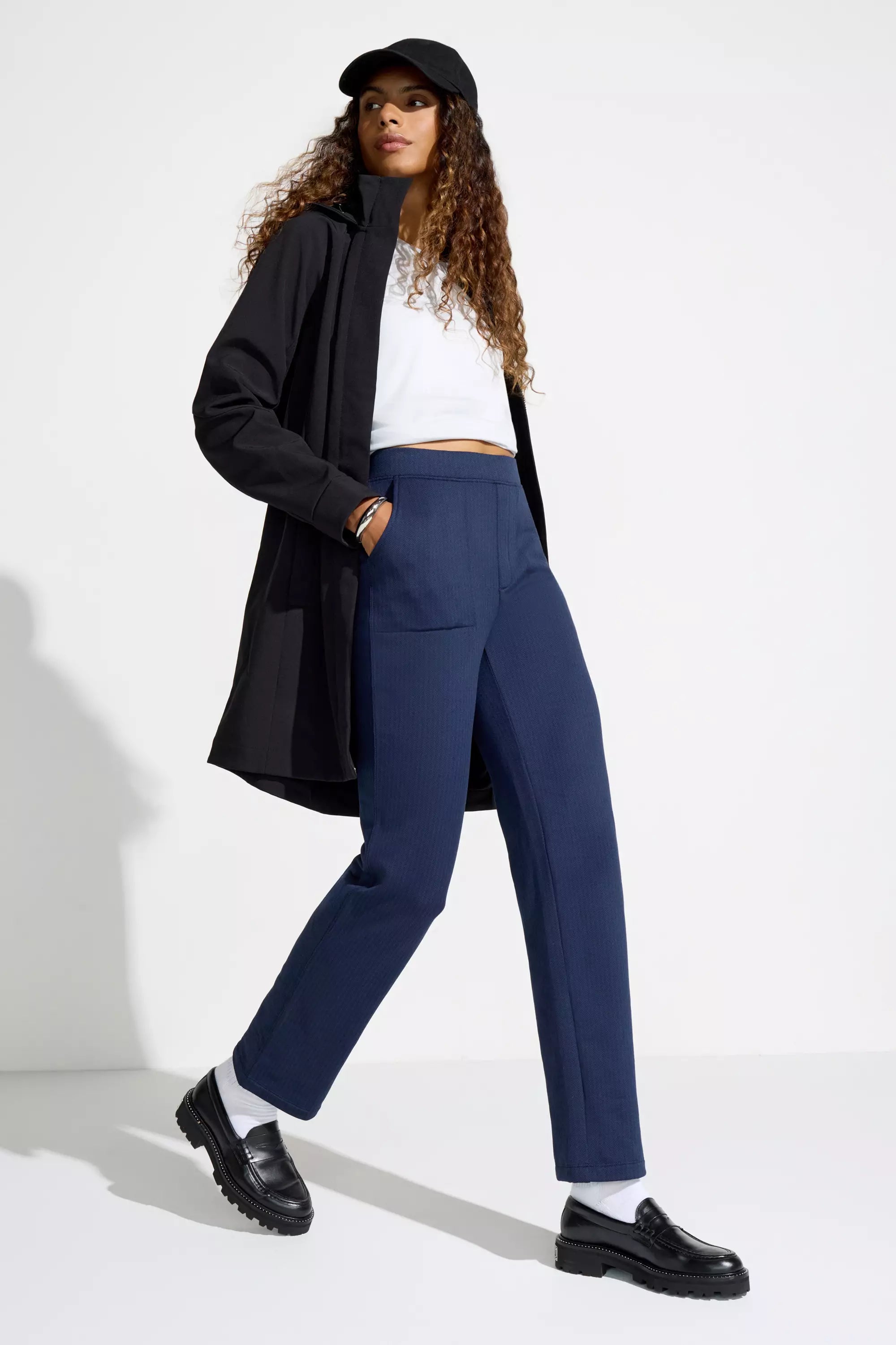 The Soft Luxe GRS Certified Recycled Poly Herringbone Pant - Blue