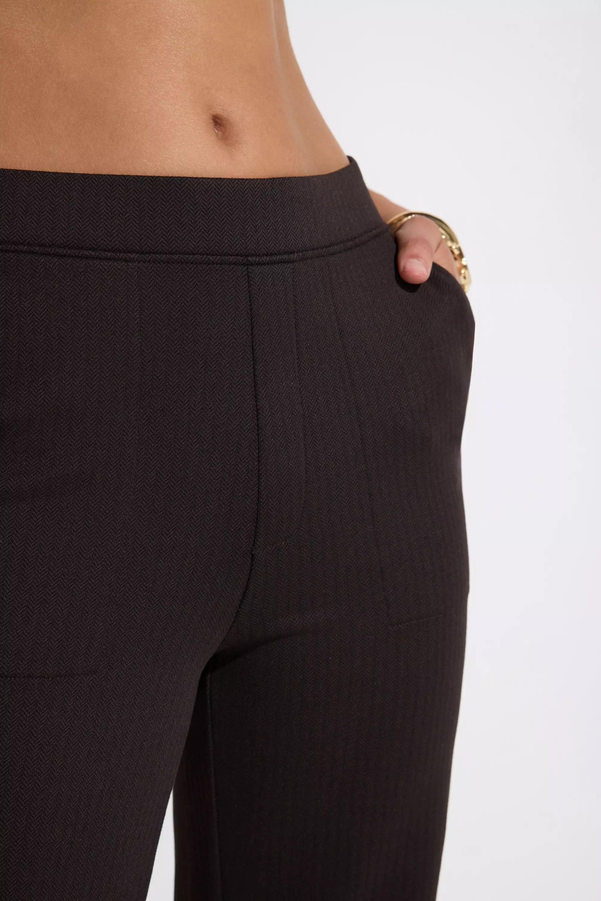 The Soft Luxe GRS Certified Recycled Poly Herringbone Pant - Brown