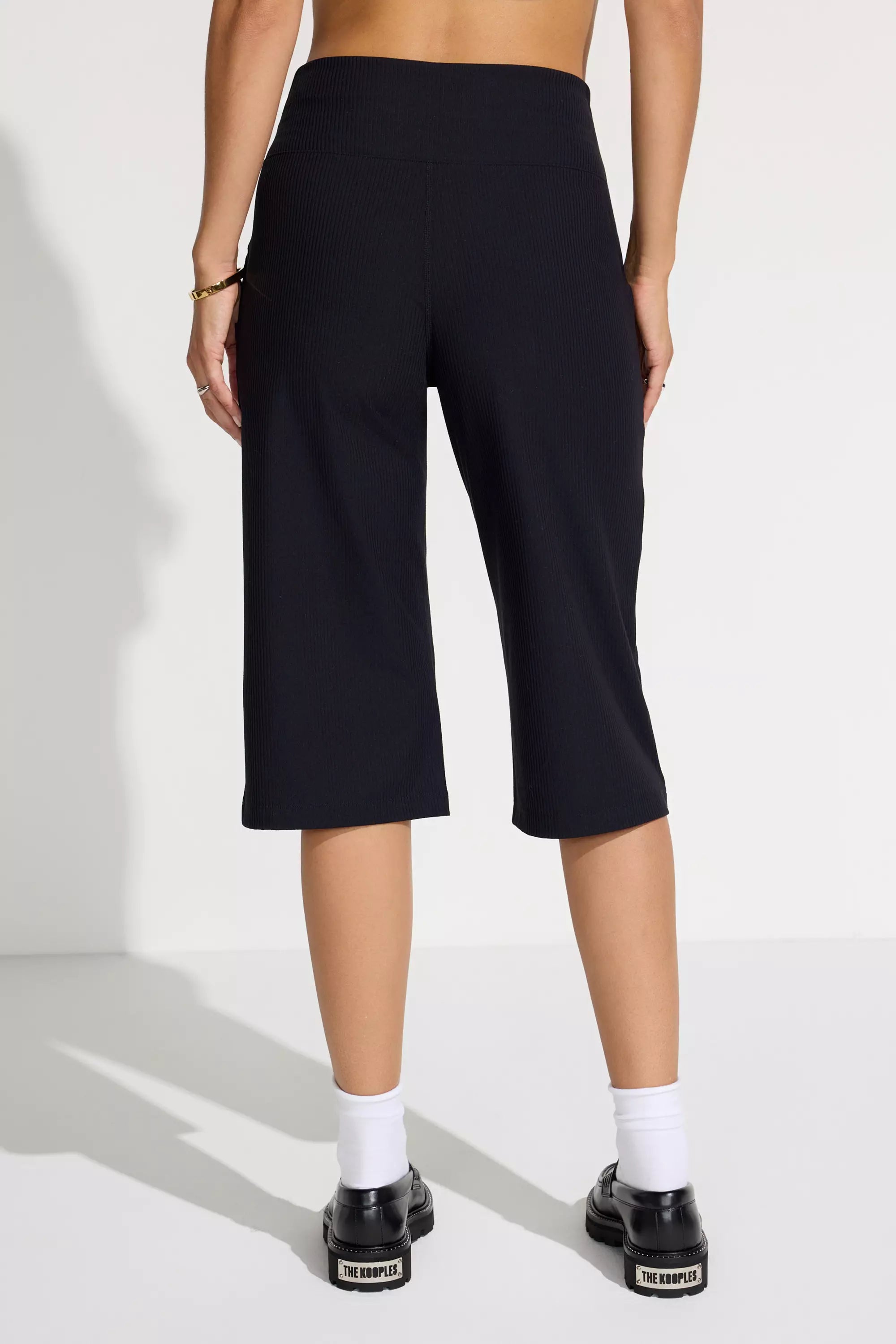 The Soft Luxe Ribbed GRS Certified Recycled Nylon Capri Pant - Black