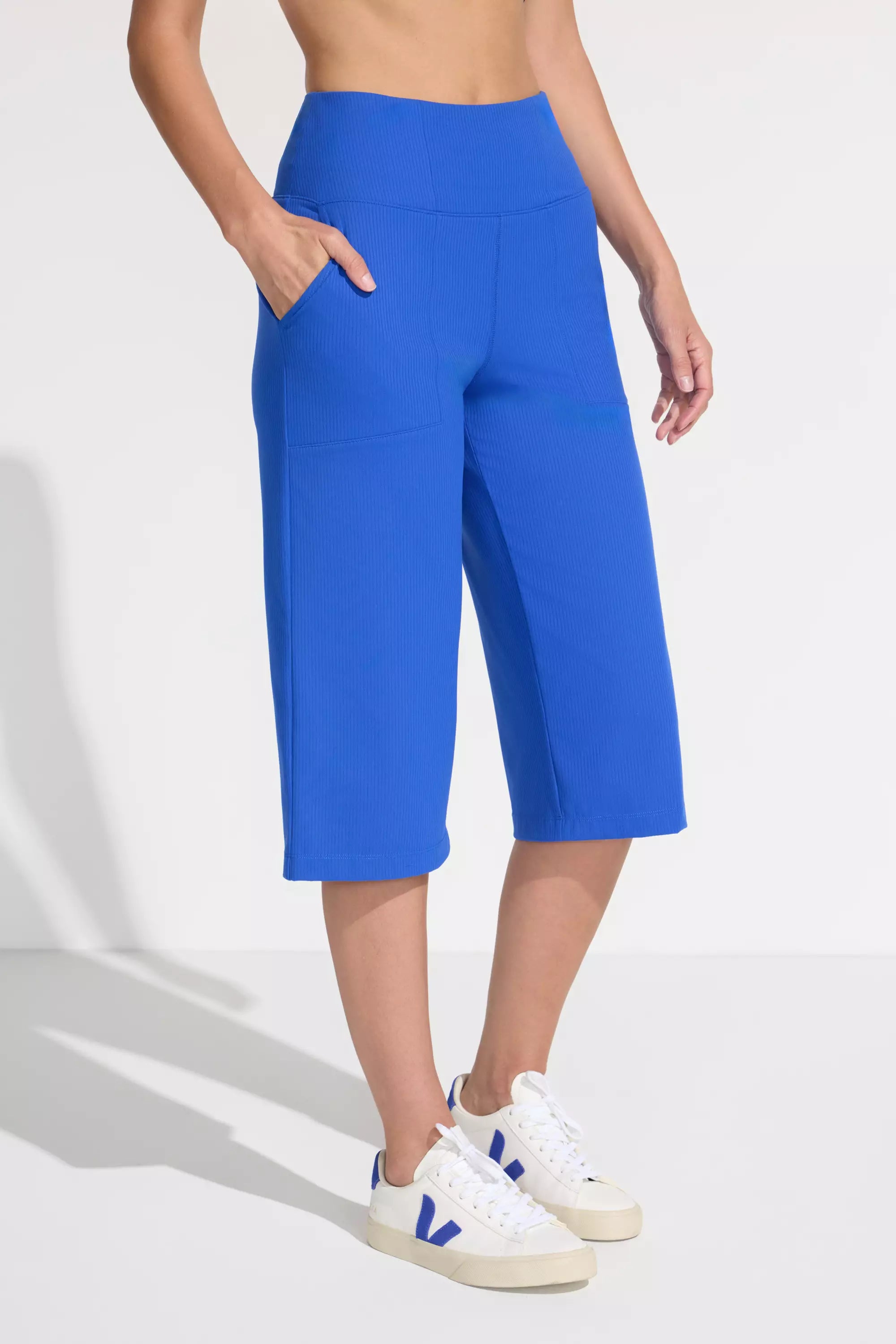The Soft Luxe Ribbed GRS Certified Recycled Nylon Capri Pant - Surf the Web