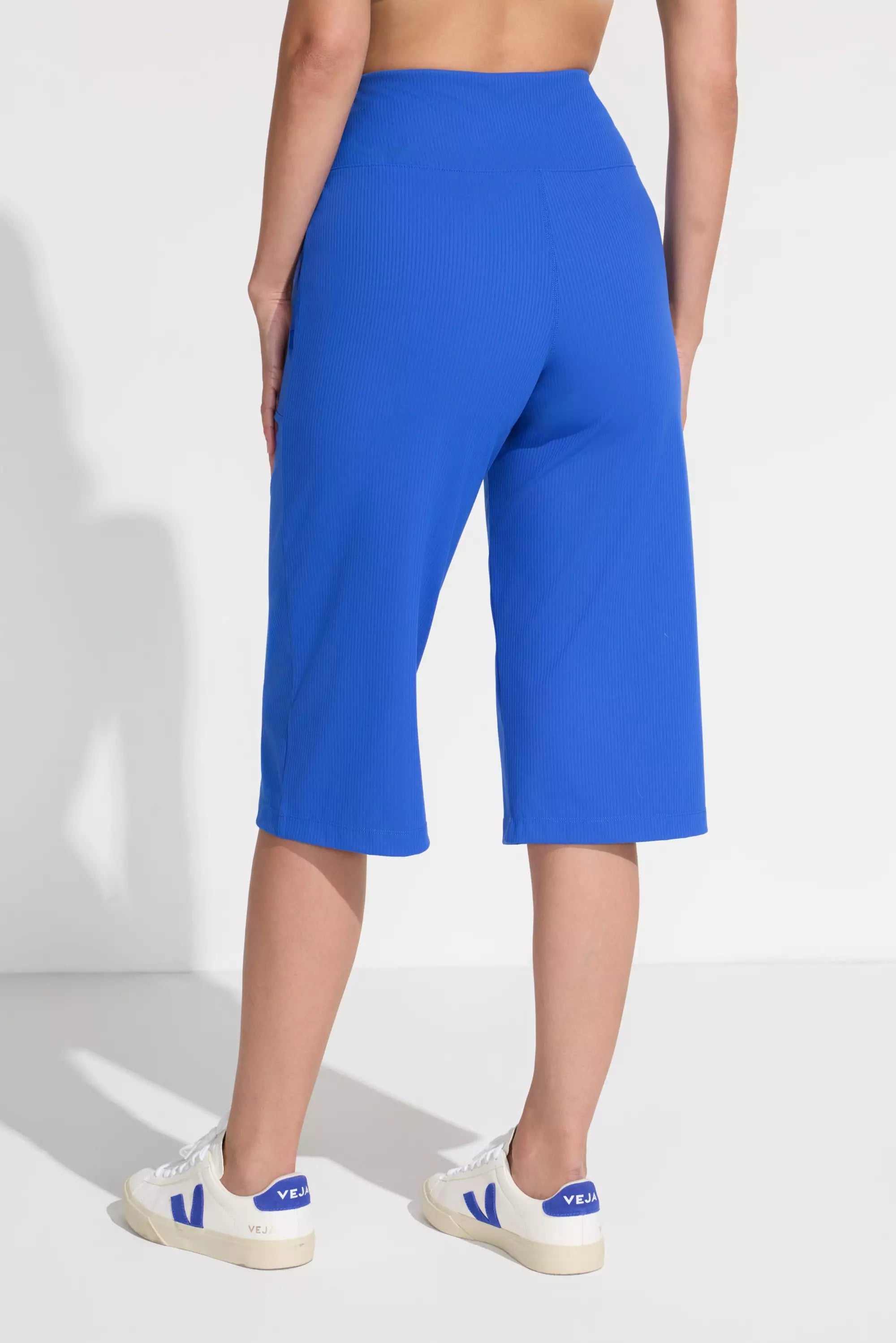 The Soft Luxe Ribbed GRS Certified Recycled Nylon Capri Pant - Surf the Web