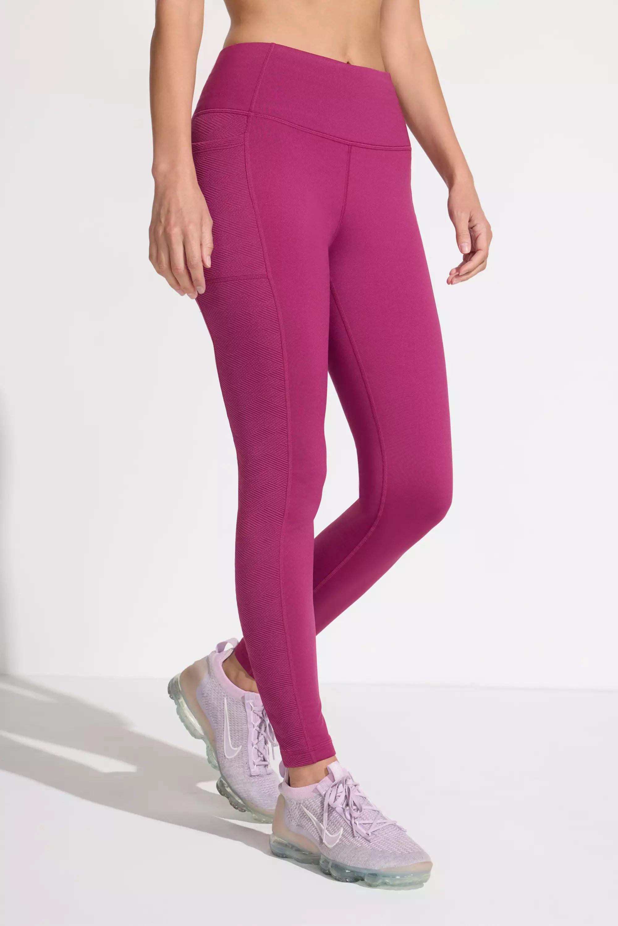 Jacquard Paneled Legging - Raspberry Coulis