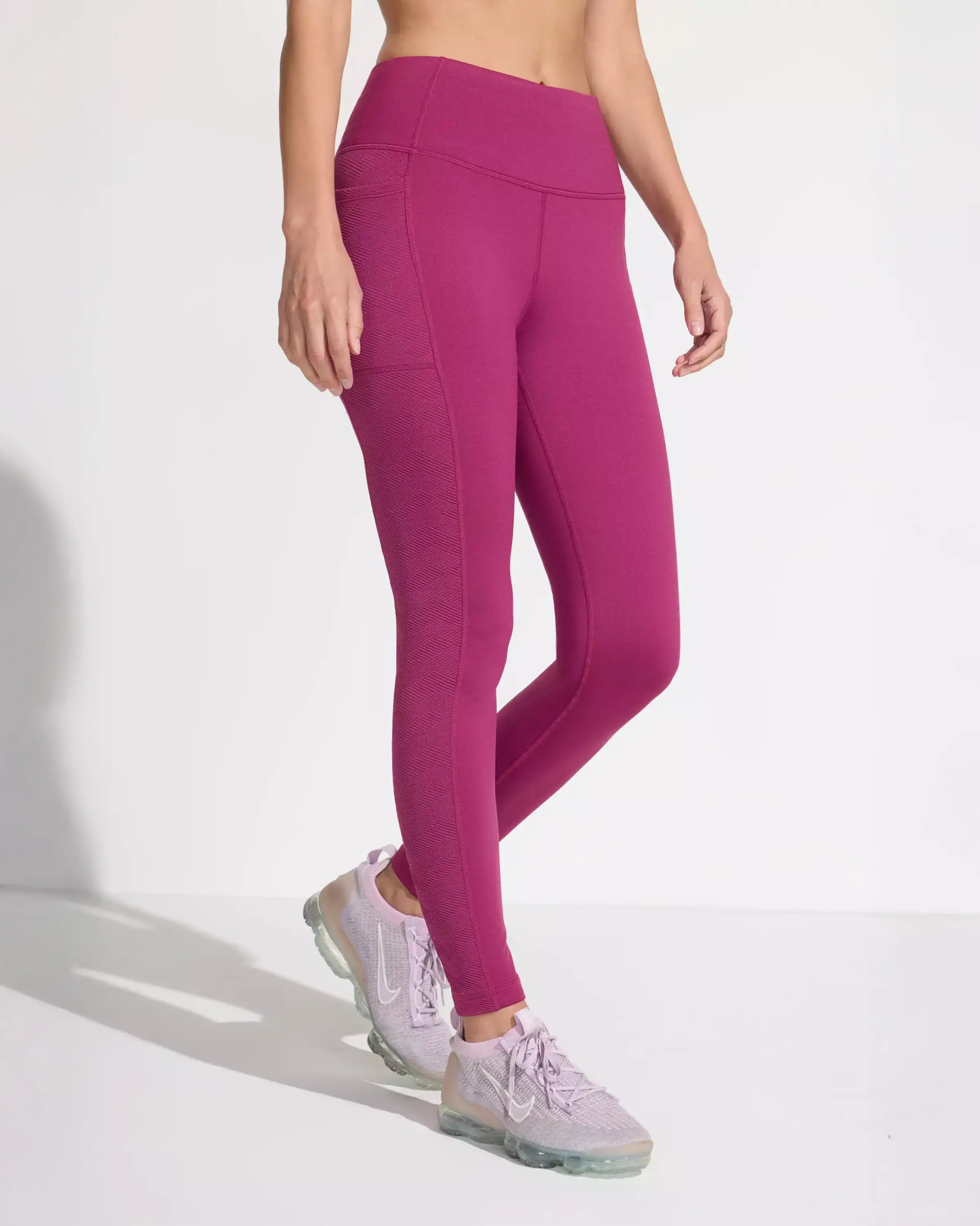 The Jacquard Panel GRS Certified Recycled Poly Legging - Raspberry Coulis Pink