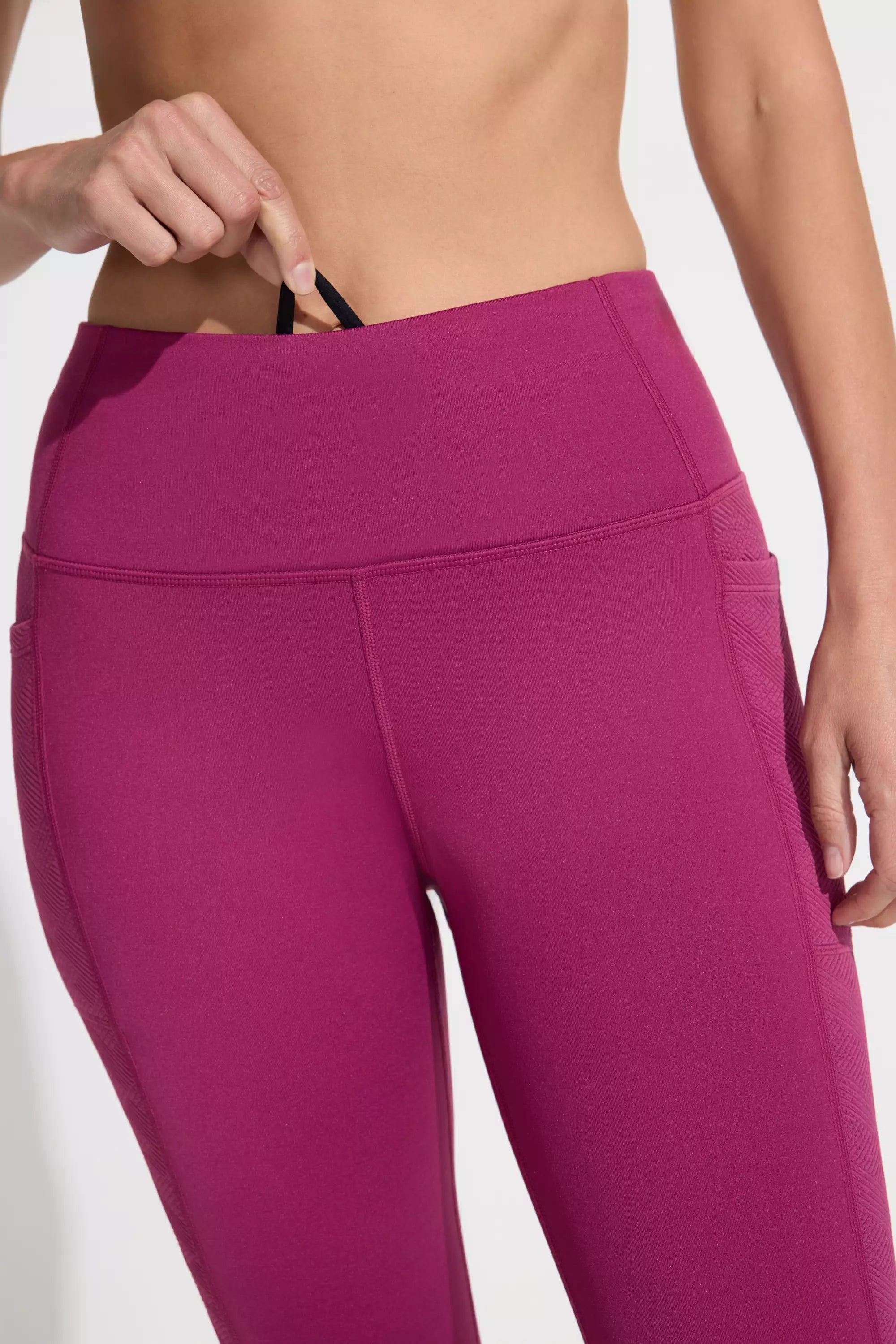 Jacquard Paneled Legging - Raspberry Coulis