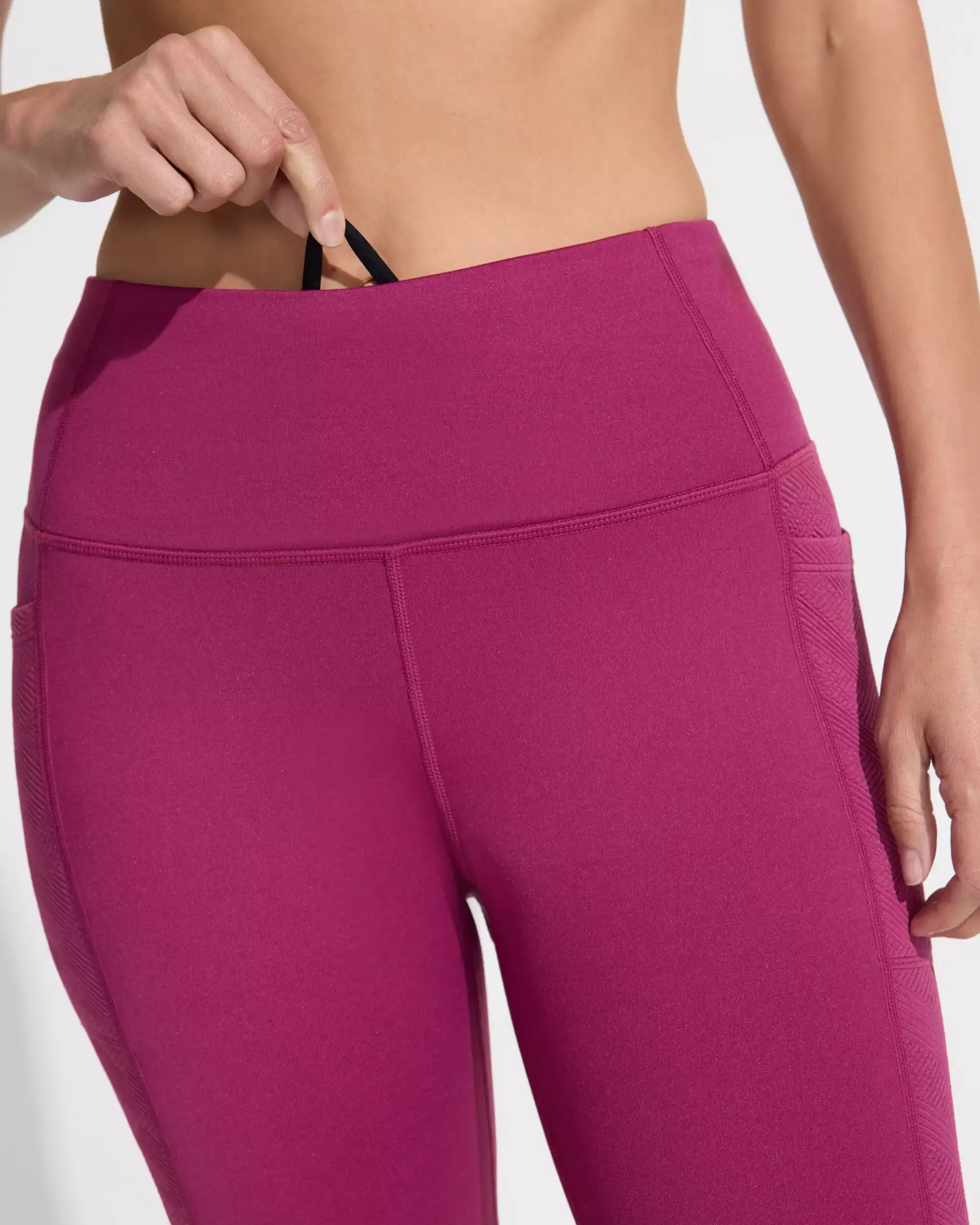 The Jacquard Panel GRS Certified Recycled Poly Legging - Raspberry Coulis Pink