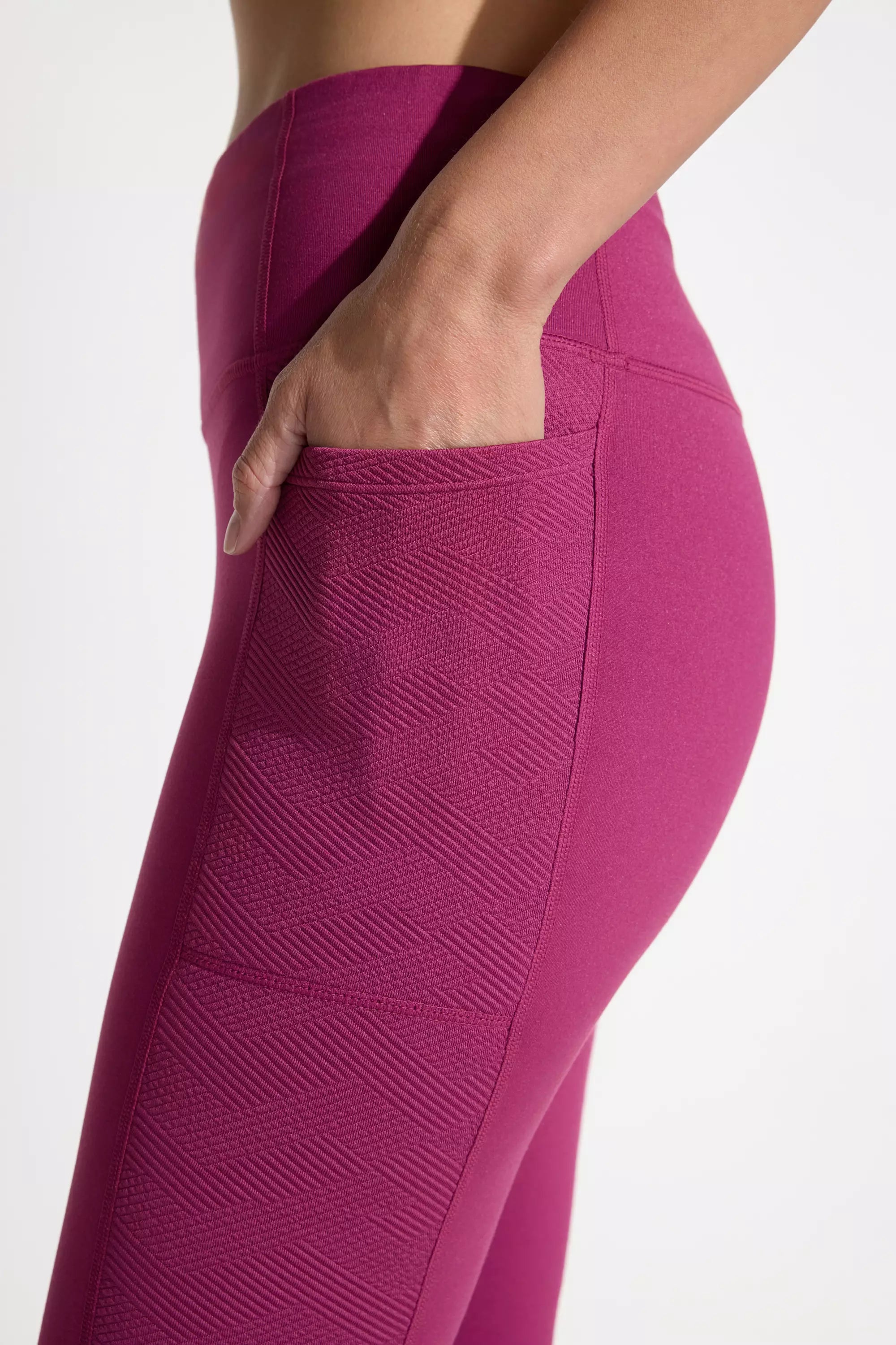 Jacquard Paneled Legging - Raspberry Coulis