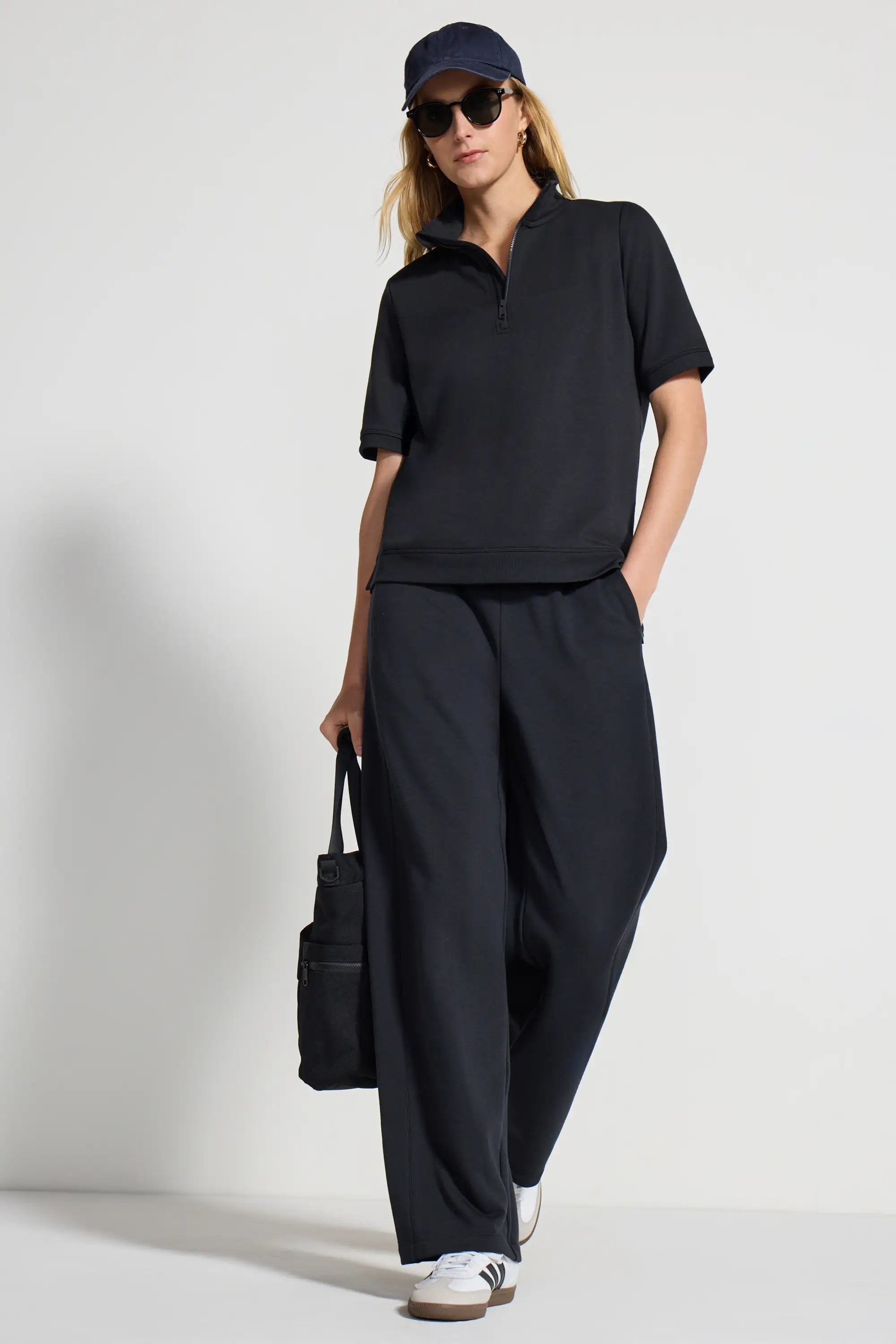 Women's Terry Wide Leg Pant - Black