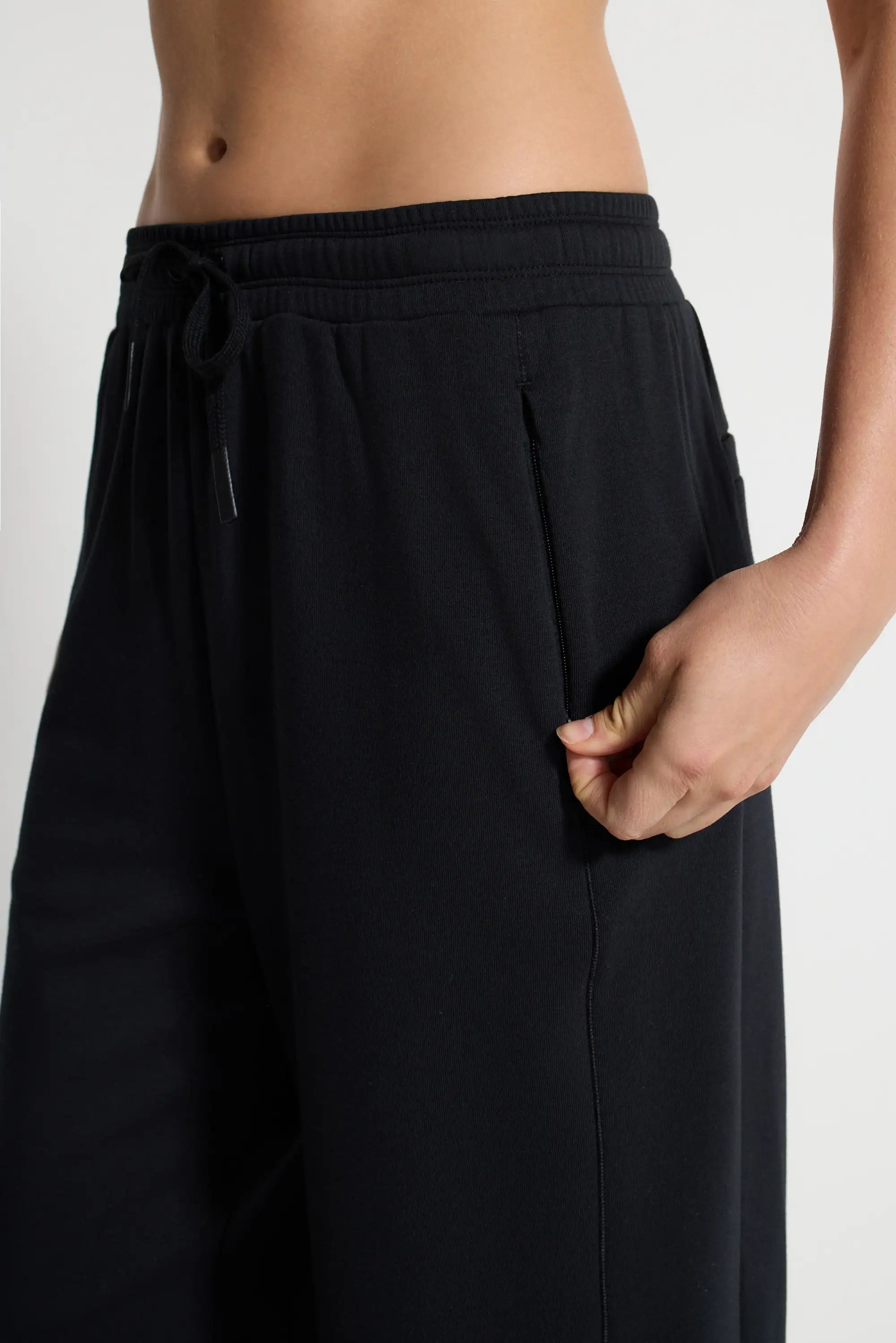 Women's Terry Wide Leg Pant - Black