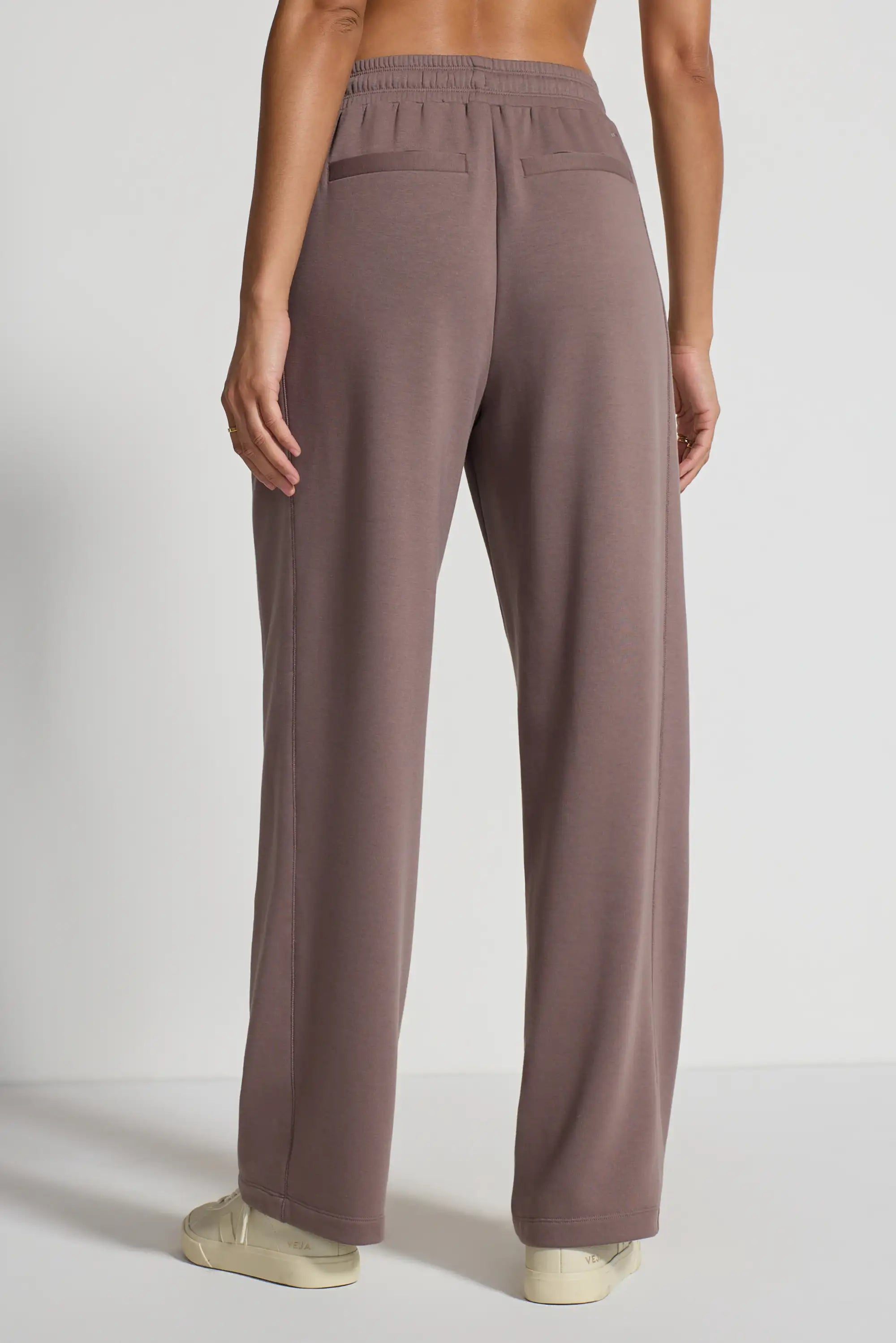 The Soft Terry GRS Certified Recycled Poly + Organic Cotton Wide Leg Pant - Iron