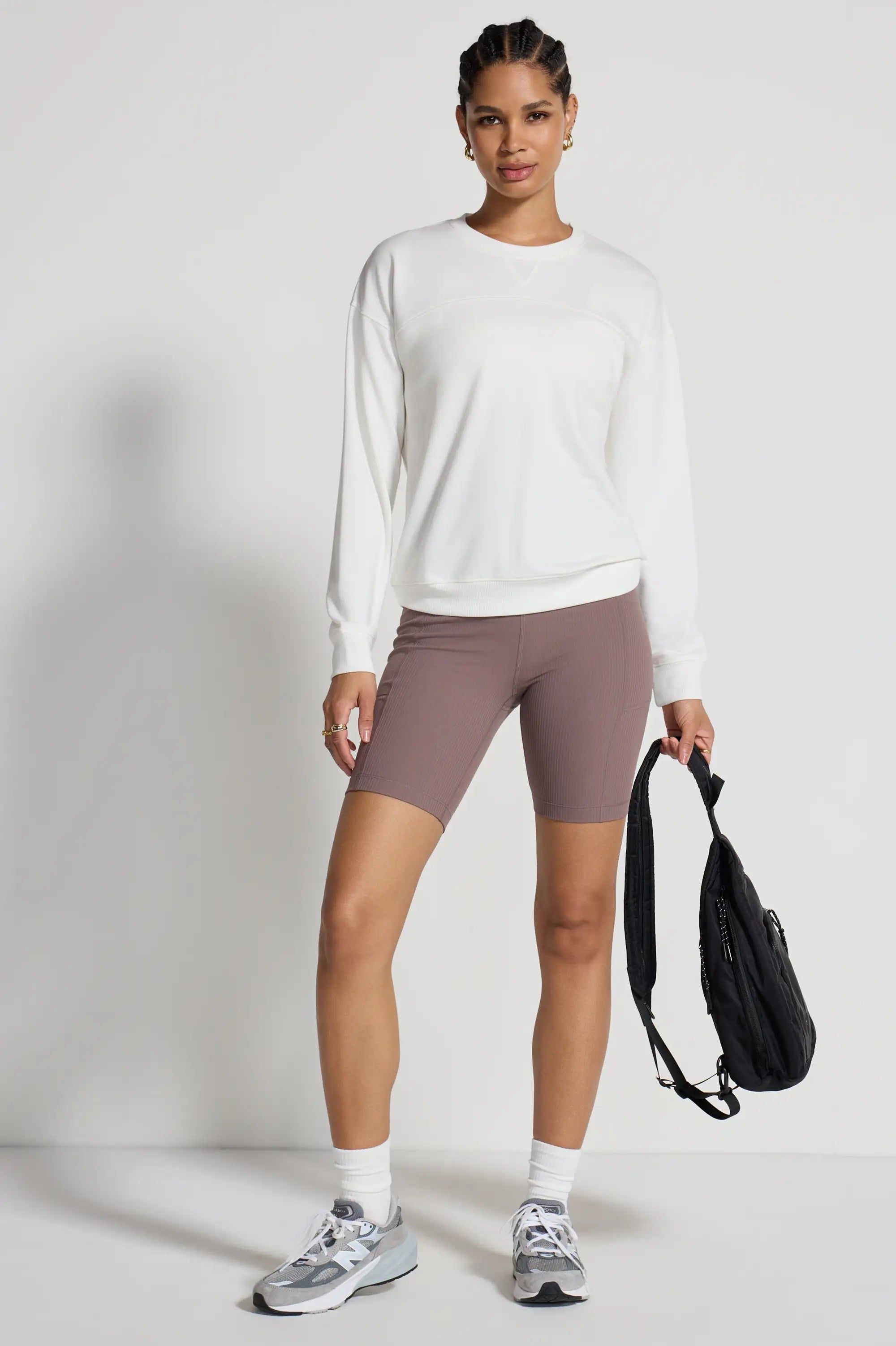 Women's Active Ribbed Biker Short - Brown