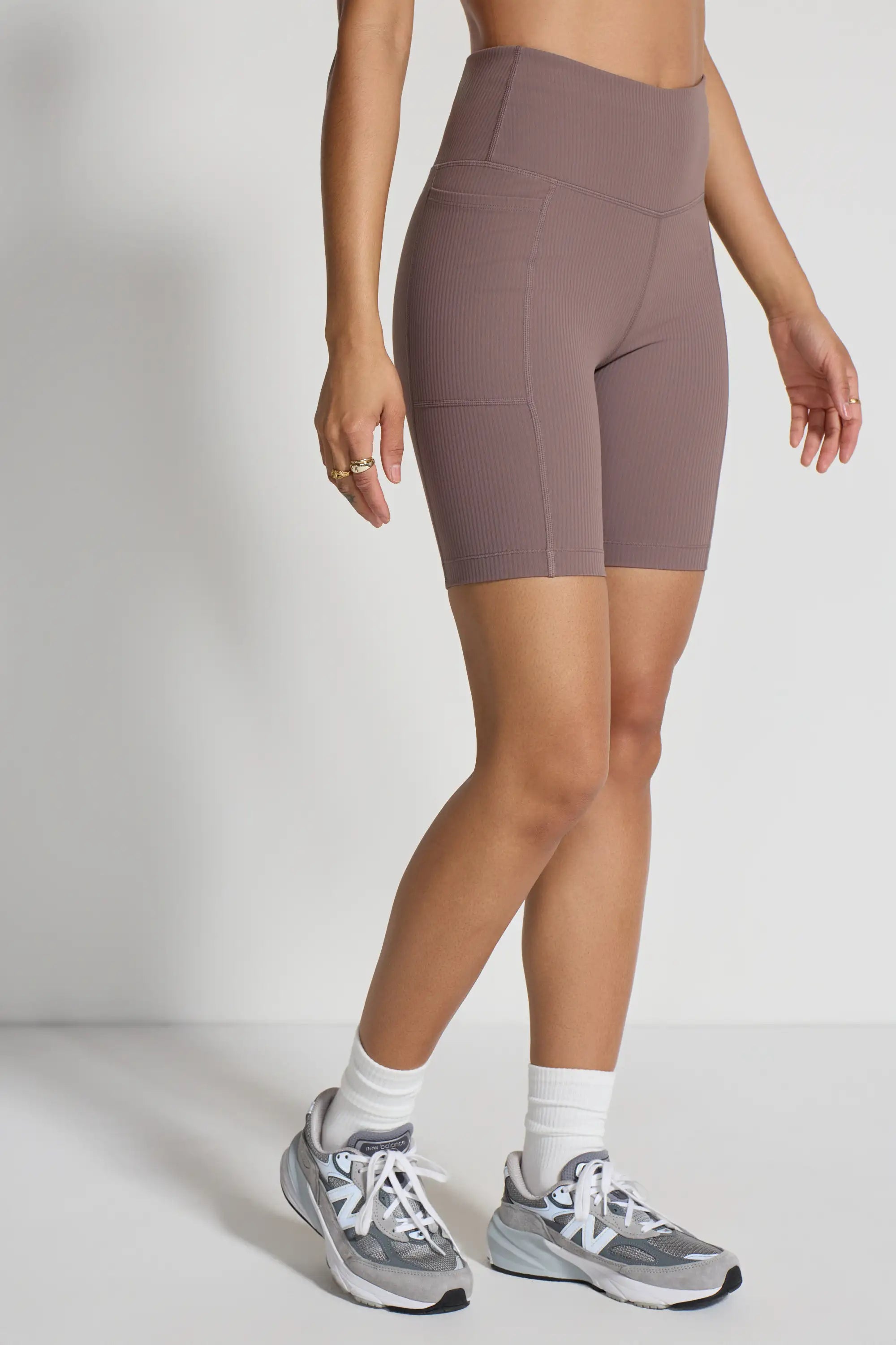 Women's Active Ribbed Biker Short - Brown