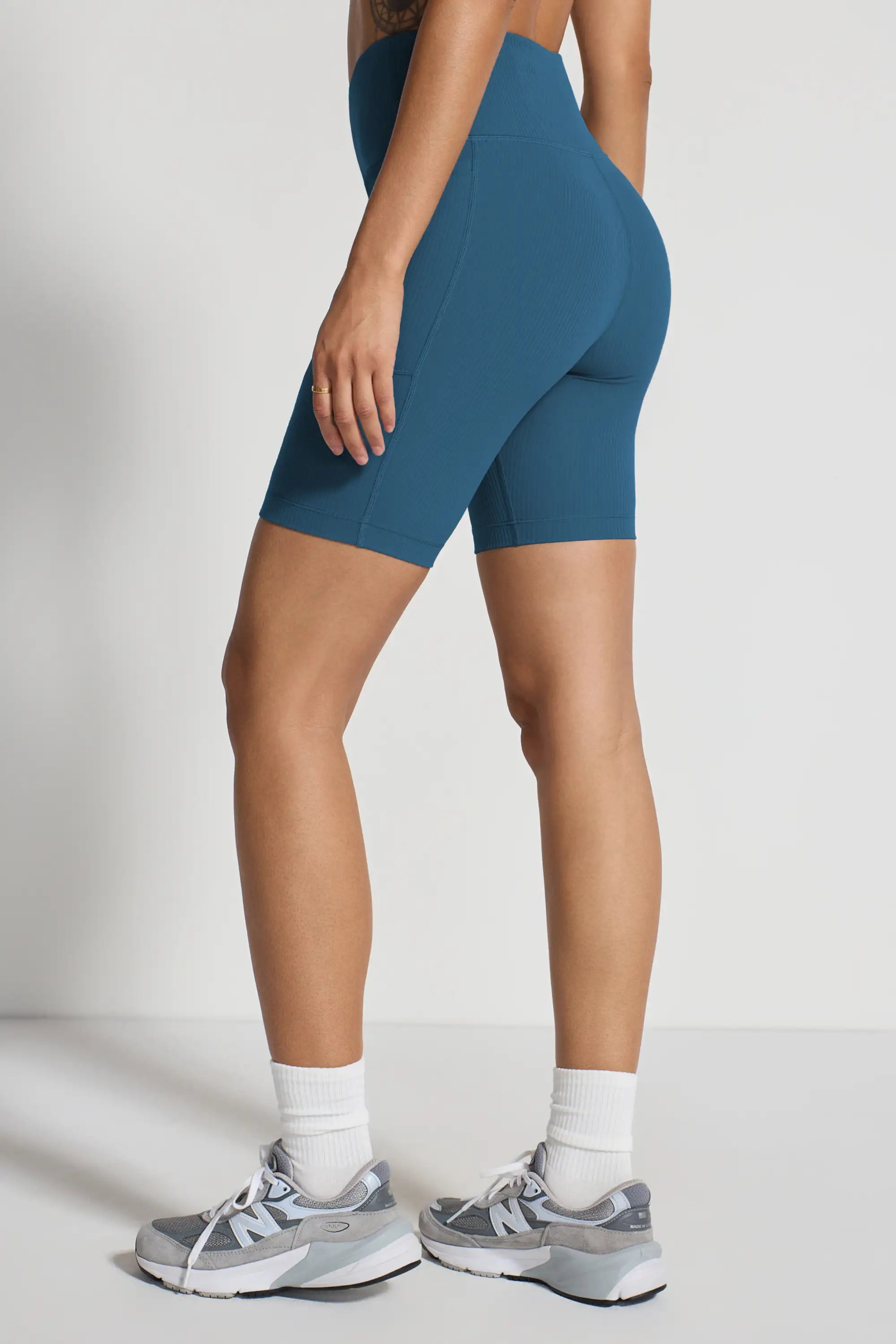 Women's Active Ribbed Biker Short - Blue