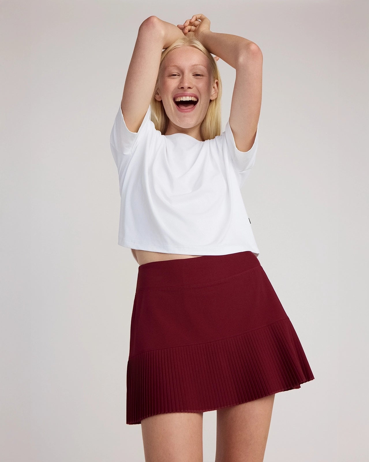 The Pleated Built-In Liner GRS Certified Recycled Polyester Skort - Cabernet