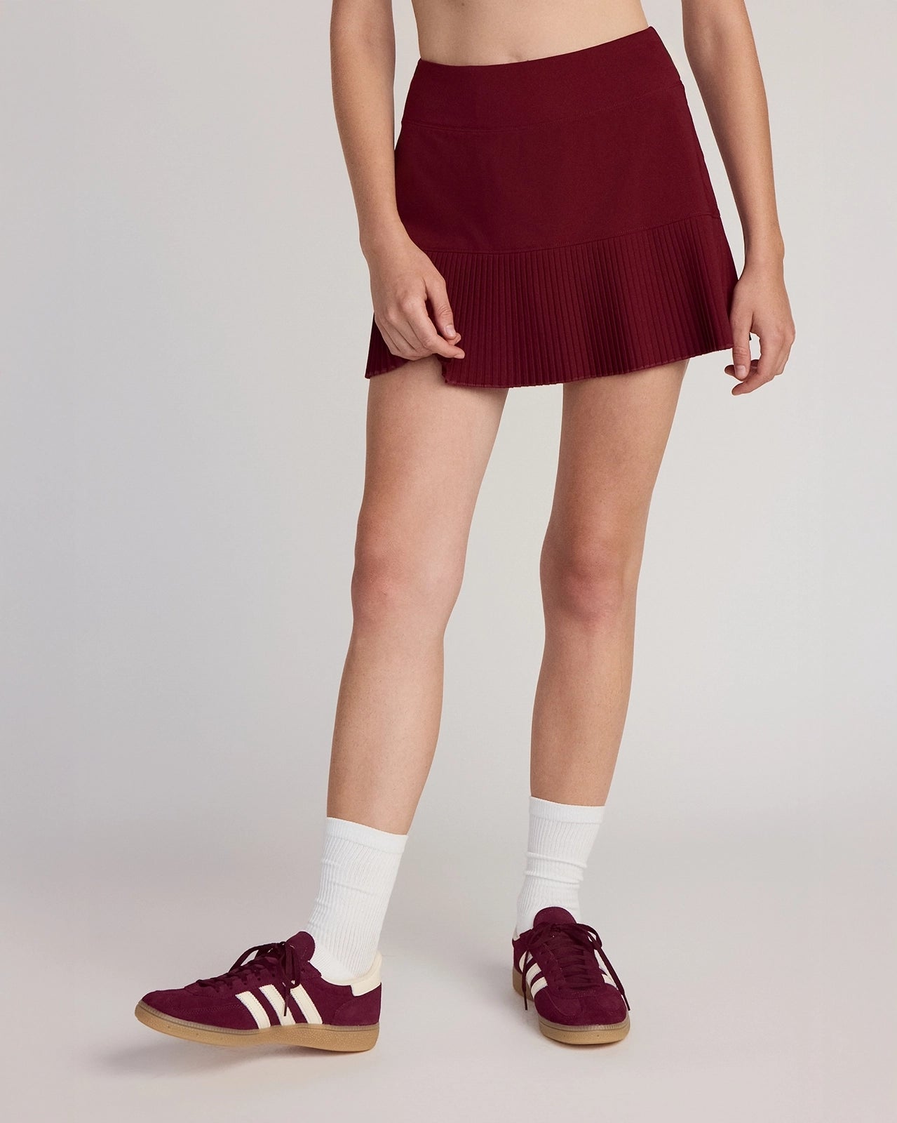 The Pleated Built-In Liner GRS Certified Recycled Polyester Skort - Cabernet