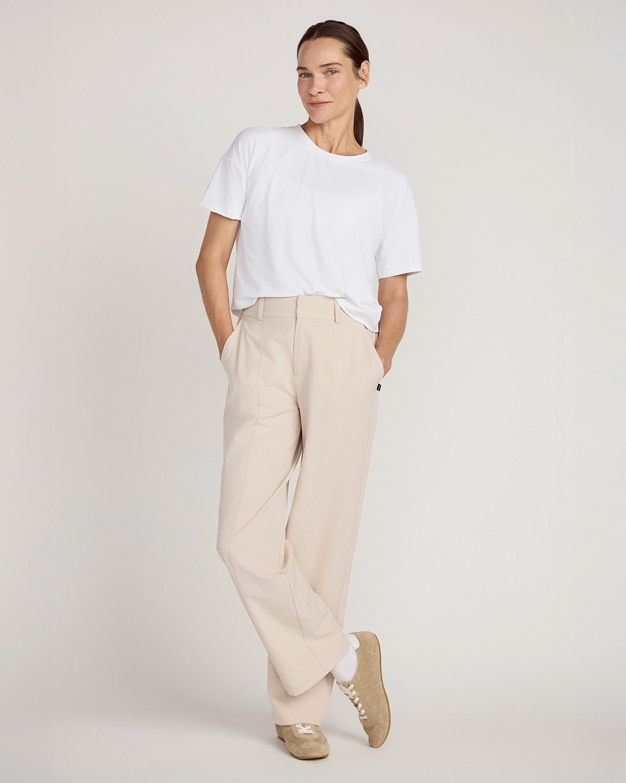 The All-Day Stretch GRS Certified Recycled Polyester Straight Leg Pant - Stone