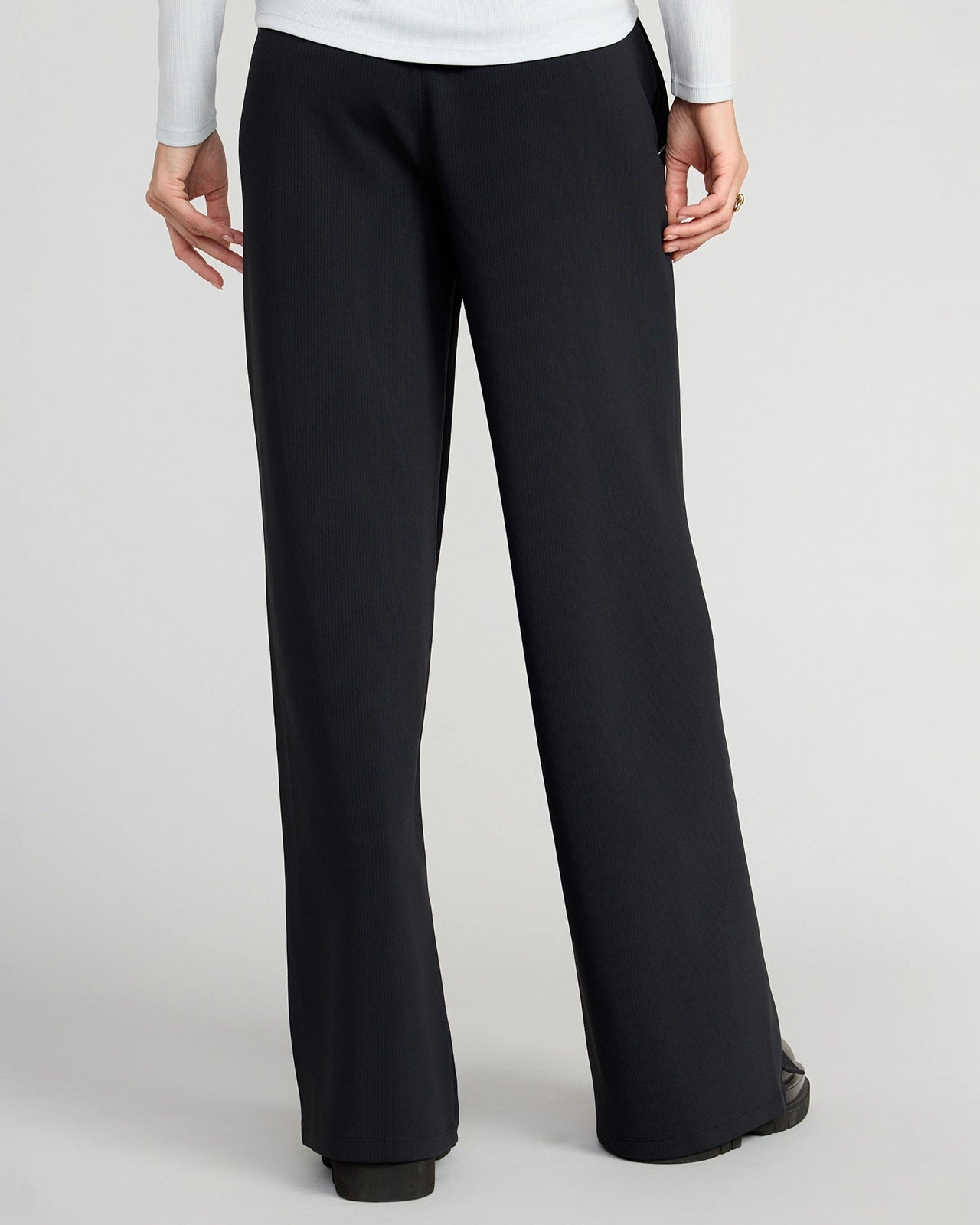 The Soft Stretch GRS Certified Recycled Poly Wide Leg Pant - Black